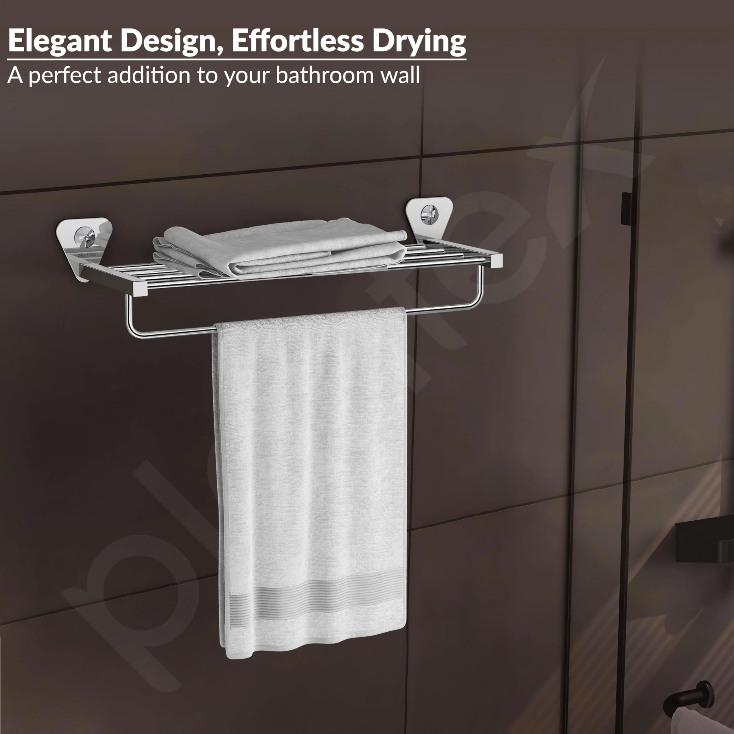 Plantex Pyramid Stainless Steel Towel Rack for Bathroom/Towel Rod/Towel Stand/Towel Hanger/Bathroom Accessories - 24 Inch (Chrome Finish) - Image 7