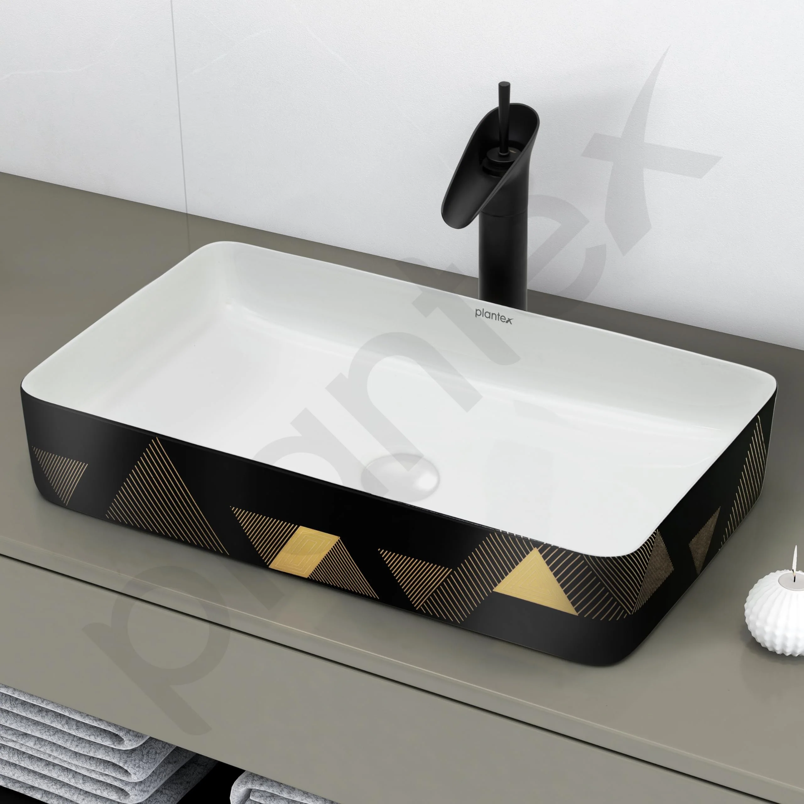 Plantex RectangularTable Top Wash Basin For Bathroom/Designer Ceramic Basin/Countertop Vessel Sink Basin - Indo-European Collection (24 x 14 x 5 Inch) - Image 6