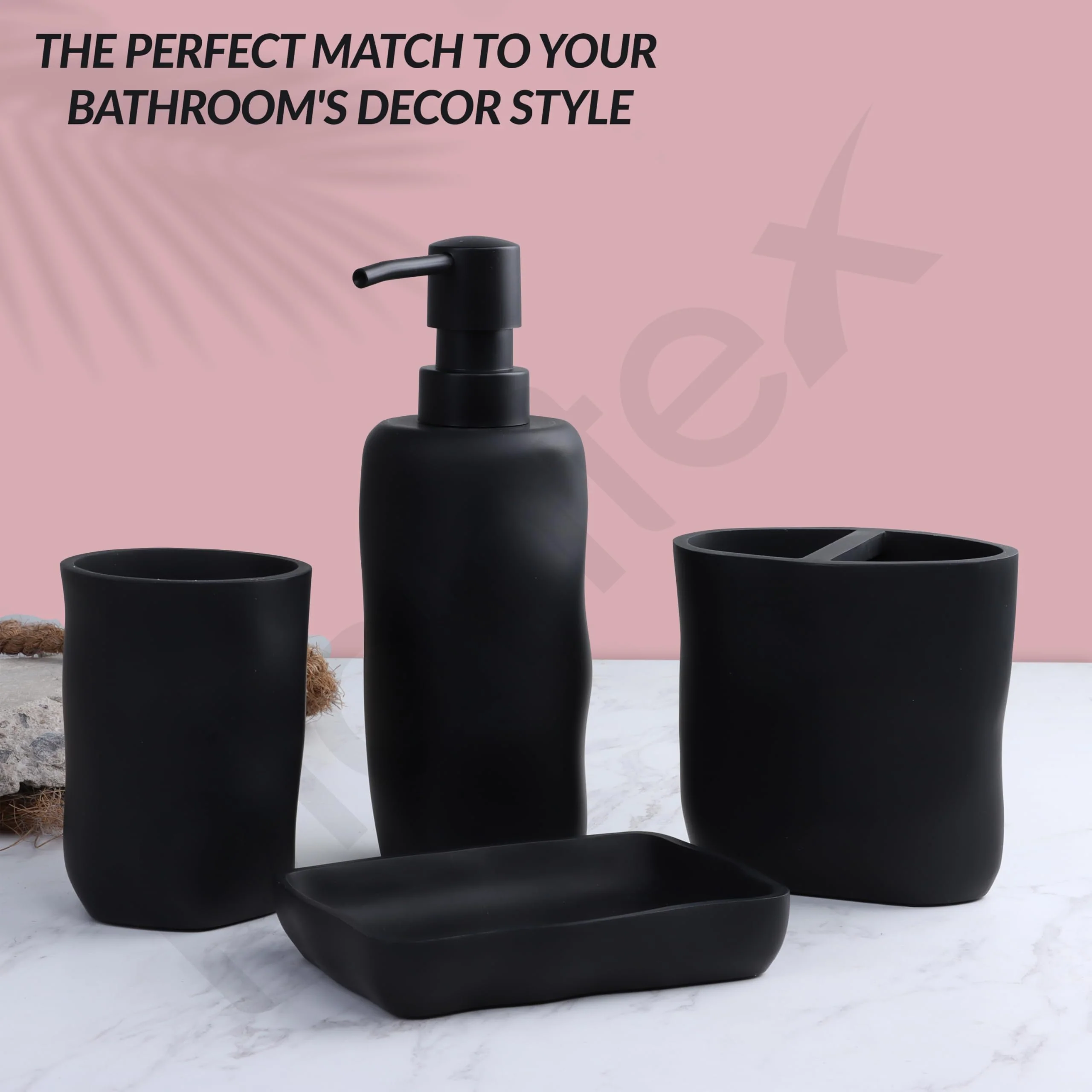 Plantex Resin Bathroom Accessories Set/Soap Holder for Bathroom/Toothbrush Holder/Tumbler Holder/Liquid Soap Dispenser - 4 Piece(Black) - Image 7