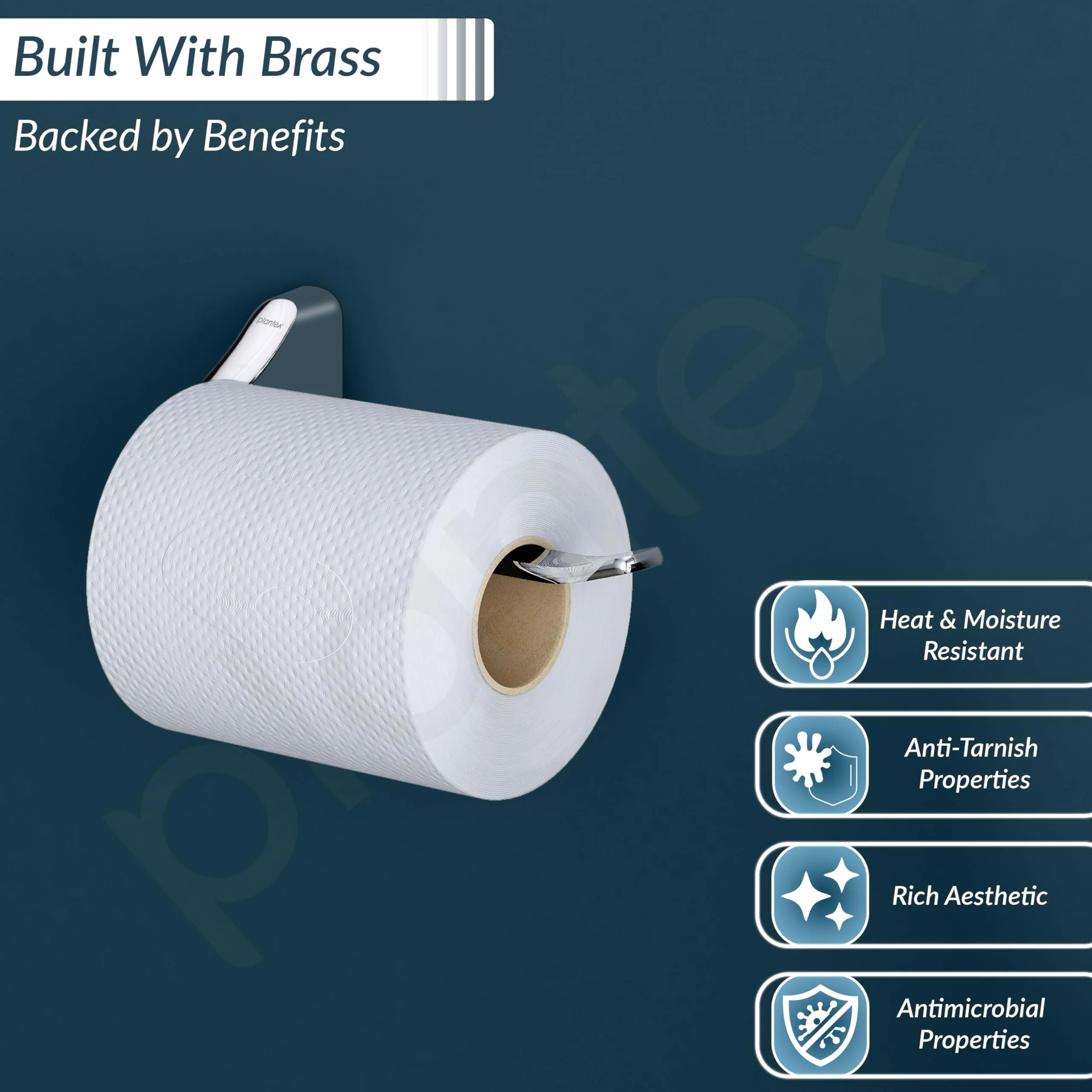 Plantex Rich Brass Bathroom Accessories - Unique Toilet Paper Holder/Tissue Paper Stand for Washroom/Bathroom (Chrome) - Image 4