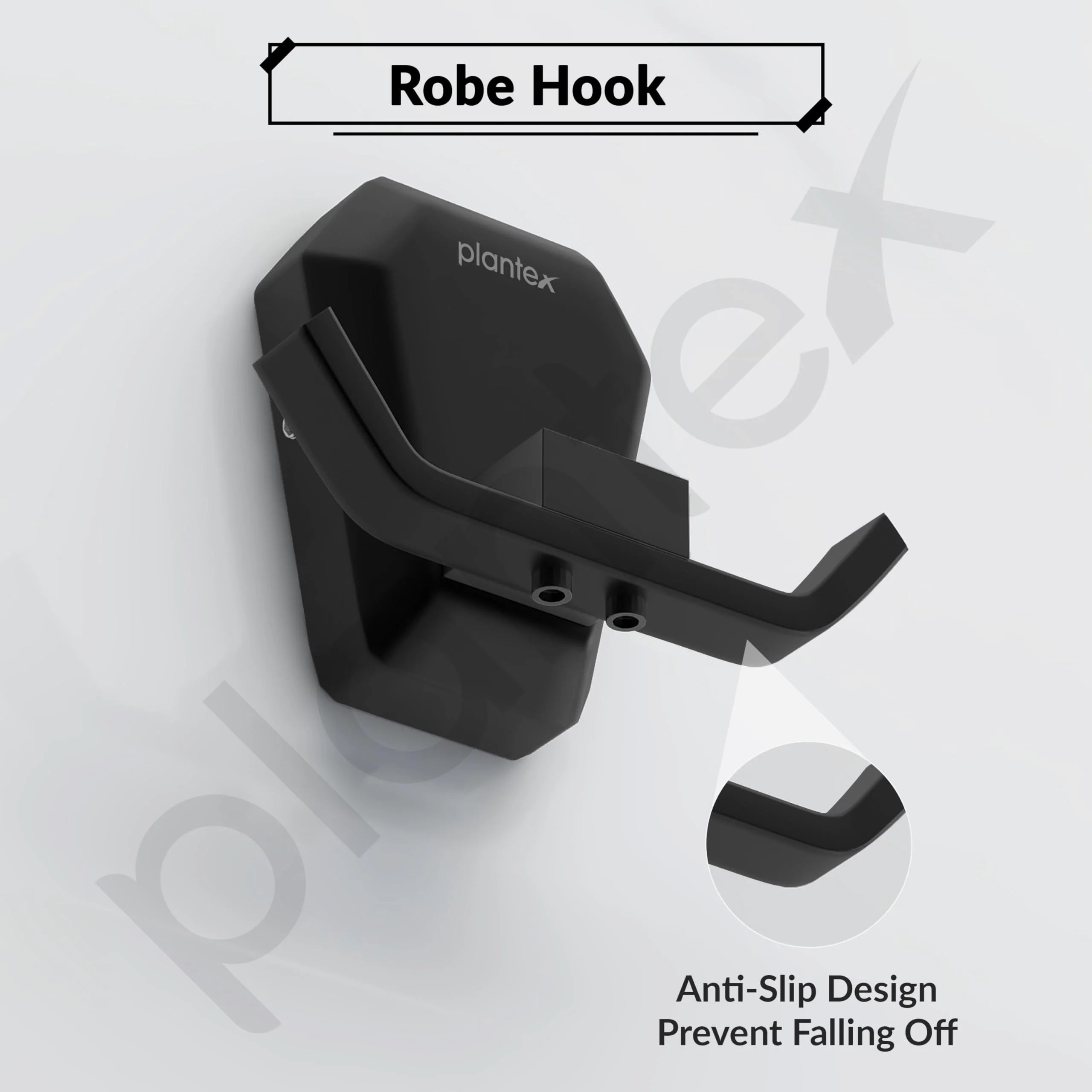 Plantex Robe Hook for Bathroom/304 Grade Stainless Steel Towel Hook/Cloth Hanger/Bathroom Accessories - Pack of 1 (PMB-2405, Z-Black) - Image 6