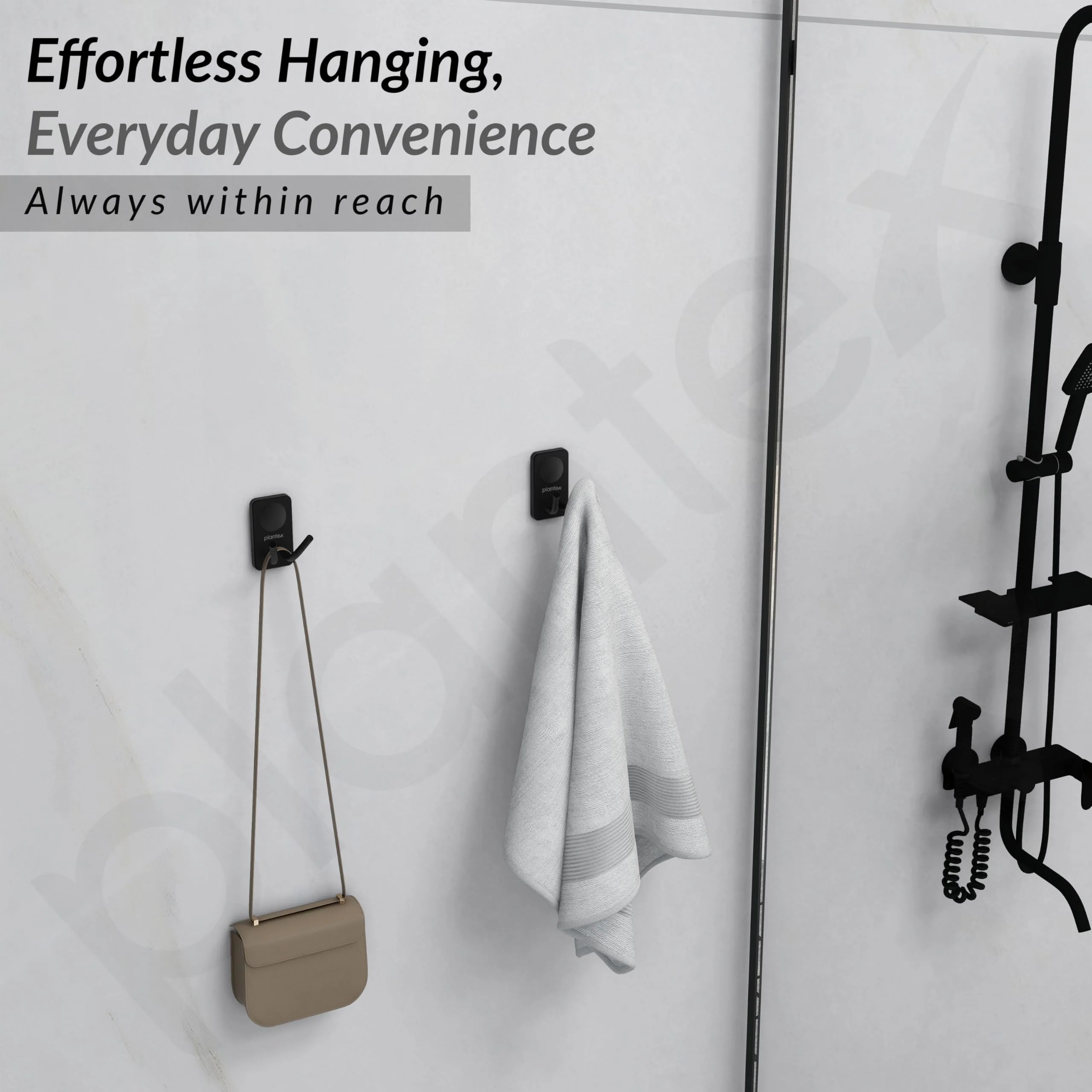 Plantex Robe Hook/Hanging Hooks for Bathroom/Wall Hooks for Hanging Clothes/Hooks for Wall/Bathroom Accessories - Pack of 1 (Black, 574) - Image 5