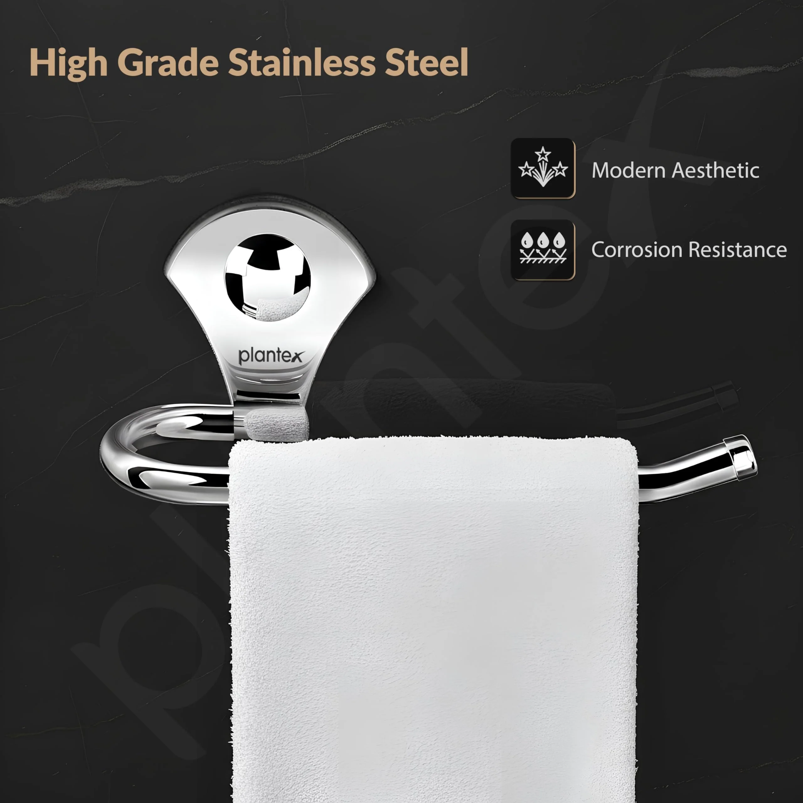 Plantex Royal Stainless Steel Napkin Holder for Wash Basin/Towel Ring/Napkin Holder/Bathroom Accessories (Chrome) - Image 6