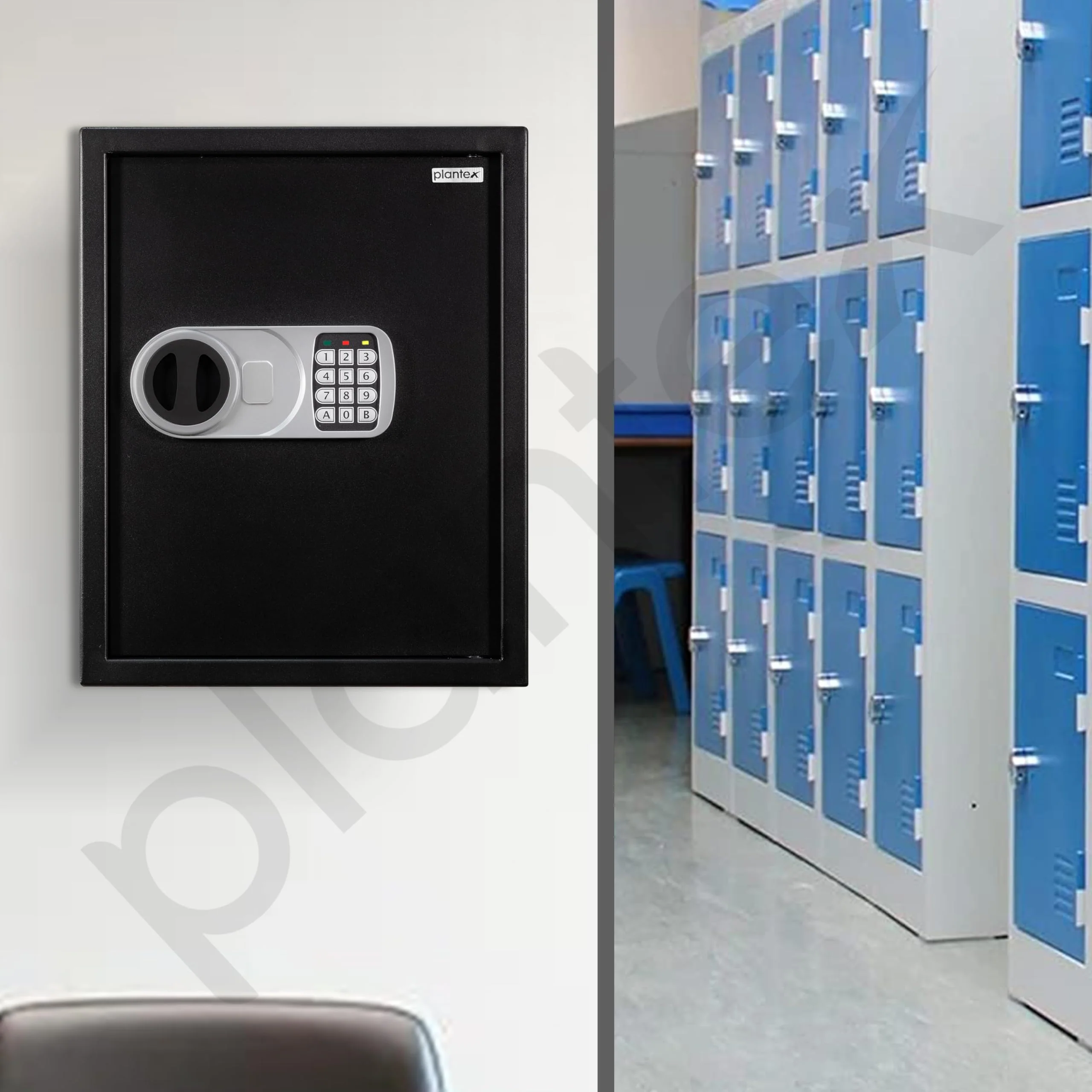 Plantex Safe Locker/Key Holder Locker Box For Home, Office,Hotel/Electronic Keypad/Dual Password Code Access Lock/LED Light/2 Years Warranty By Plantex - 20Litre/71 Keyhooks and Keychains - Black - Image 2