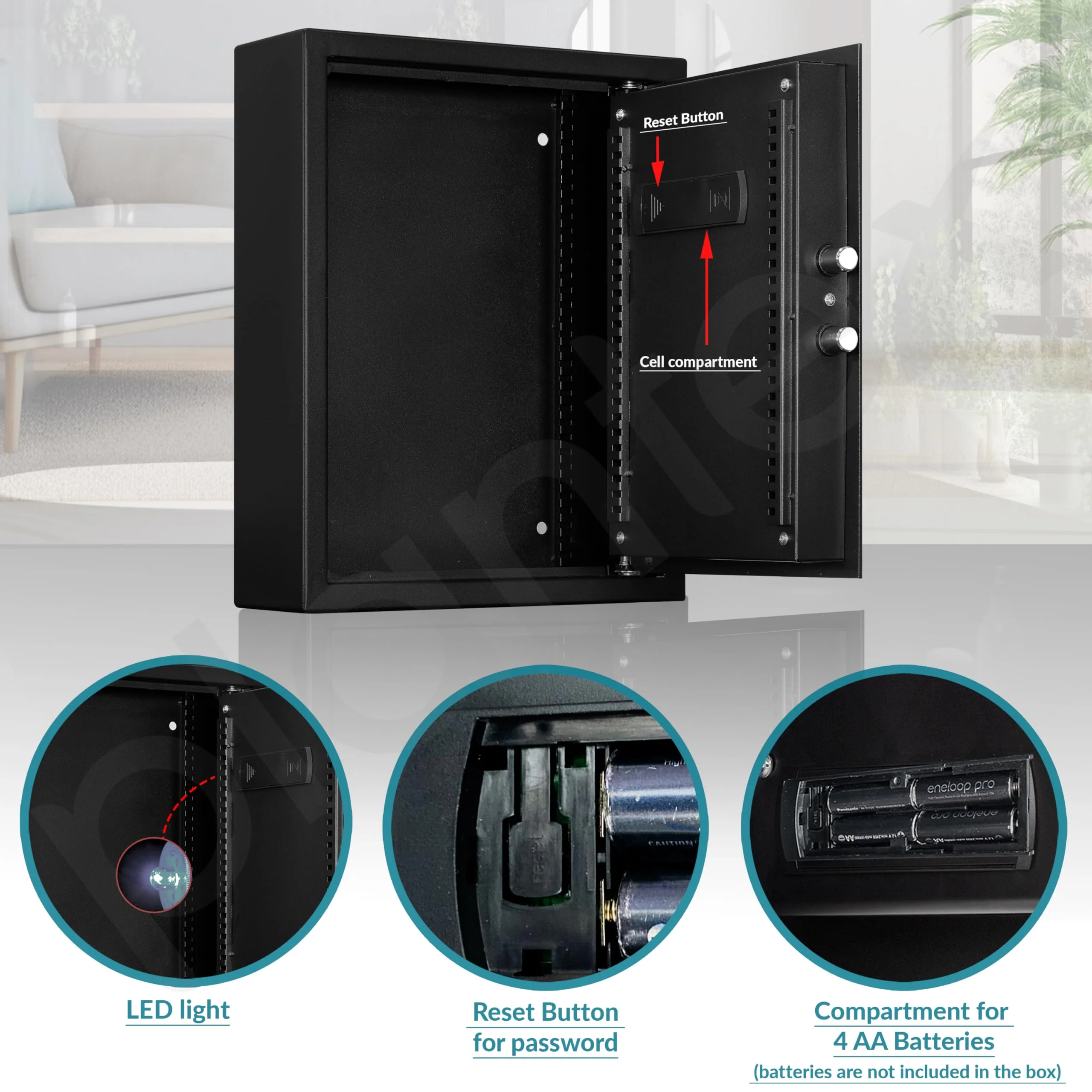 Plantex Safe Locker/Key Holder Locker Box For Home, Office,Hotel/Electronic Keypad/Dual Password Code Access Lock/LED Light/2 Years Warranty By Plantex - 20Litre/71 Keyhooks and Keychains - Black - Image 7
