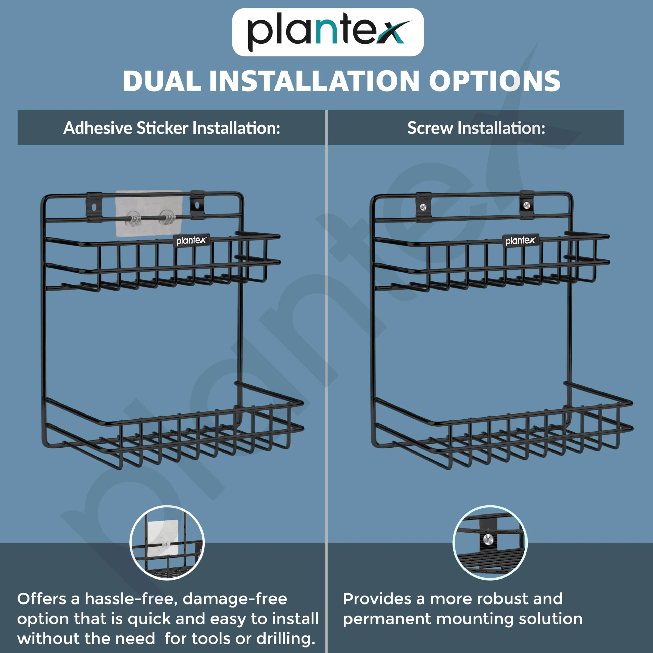 Plantex Self Adhesive Detergent Rack/GI Steel Bathroom Multipurpose Detergent Holder/Bathroom Shelf/Storage Rack/Bathroom Accessories (Powder Coated) - Image 5