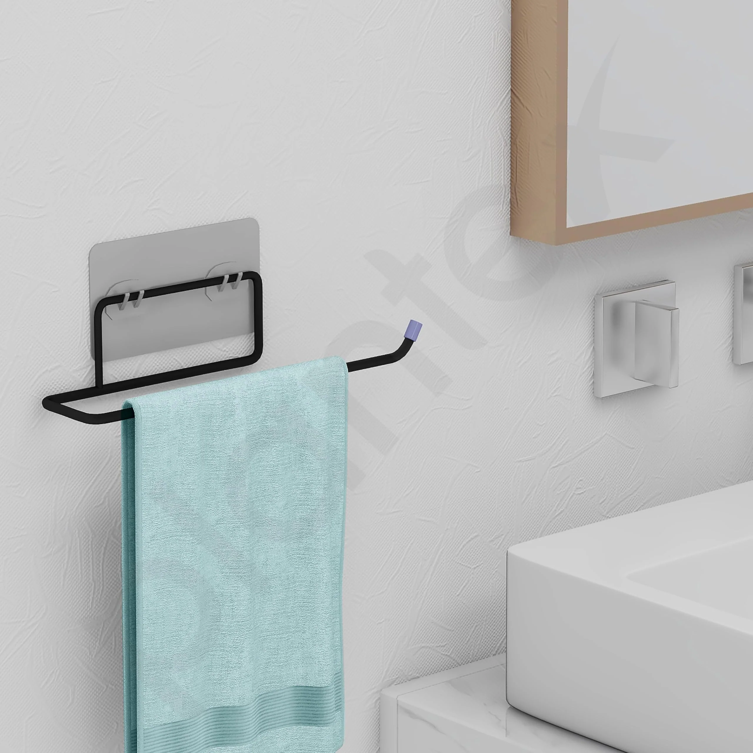 Plantex Self Adhesive Napkin Holder for wash Basin Hand Towel Holder/Towel Hanger for Bathroom Accessories – Pack of 2 (Black) - Image 4