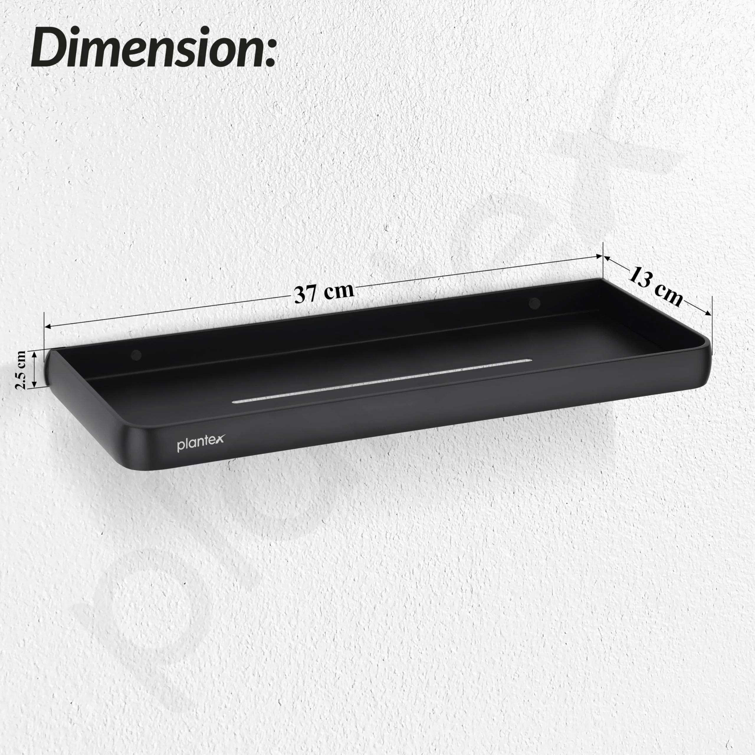 Plantex Self Adhesive Shelf for Bathroom/Multipurpose No Drill Bathroom Organizer/15x5 inch Shelf for Home/Office/Hotel - Pack of 1 (1502, Black) - Image 5