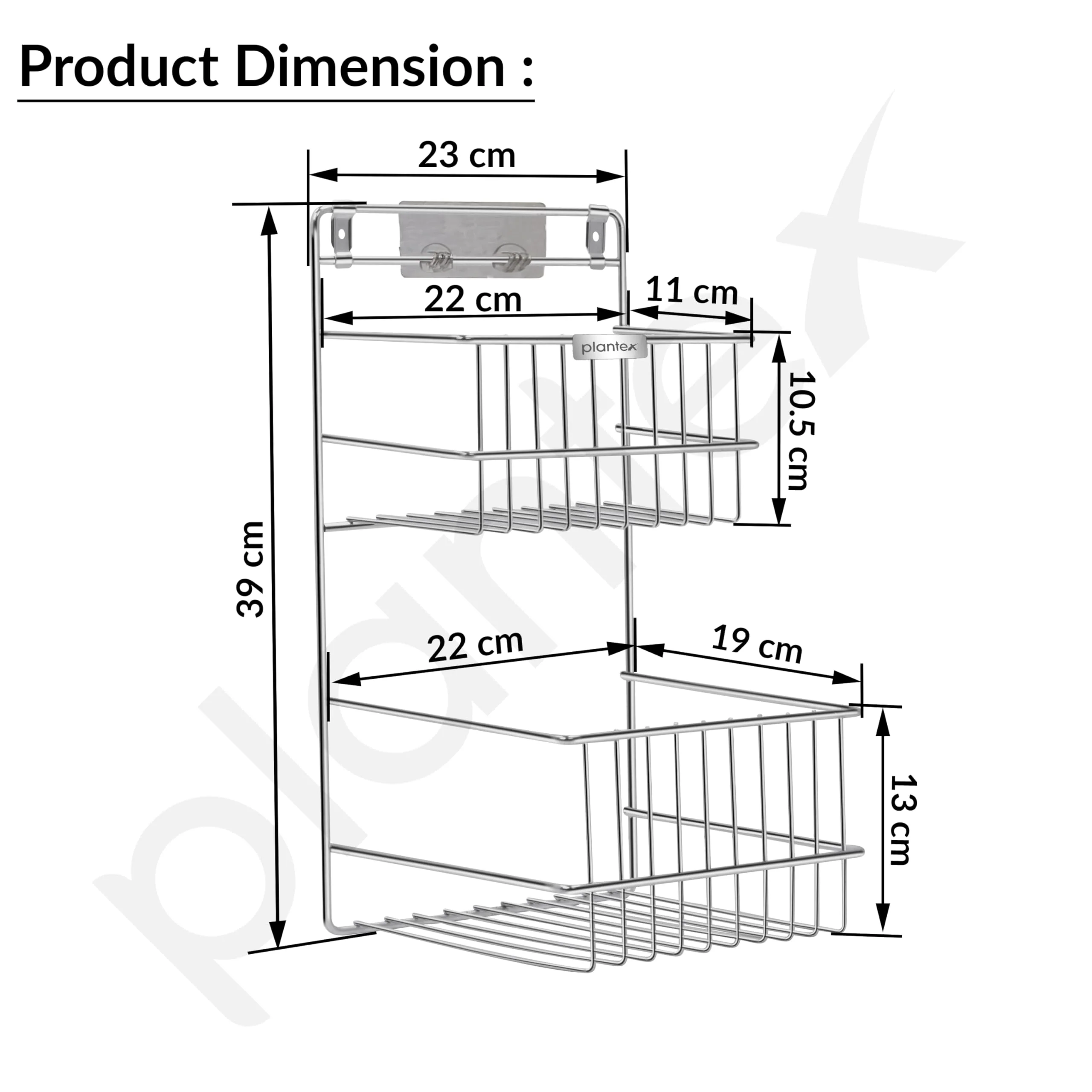 Plantex Self Adhesive Shelf/Stainless Steel Bathroom Detergent Holder/Bathroom Organiser Without Drill/Under The Sink Detergent Holder/Multipurpose Shelf (Large,Chrome) - Image 2