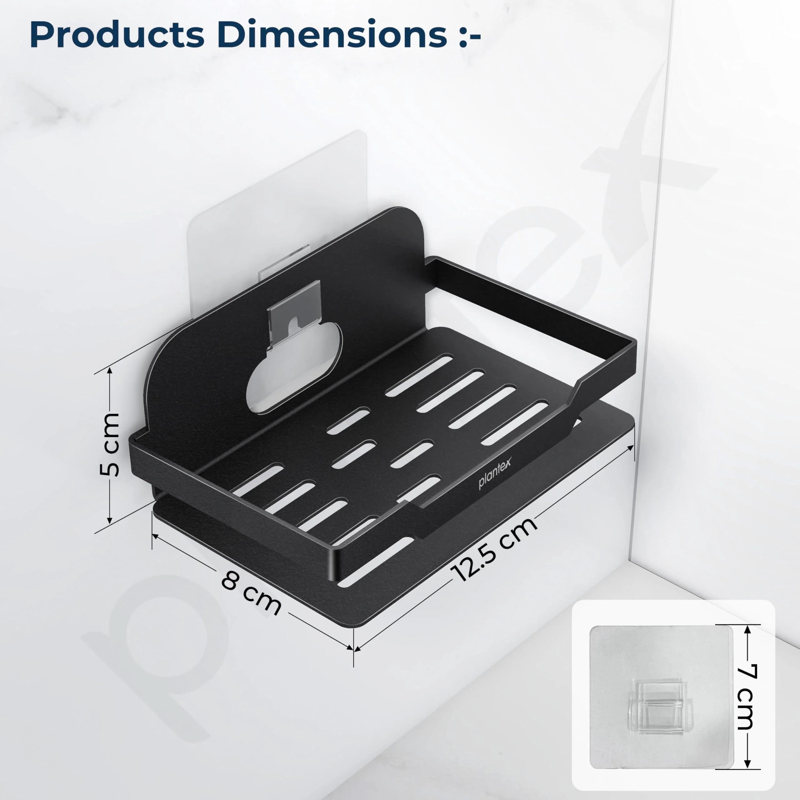 Plantex Self Adhesive Soap Dish for Bathroom/Stainless Steel Soap Holder for Washbasin/Soap Stand for Bathroom Without Drill/Bathroom Accessories - Pack of 1 (Black) - Image 3