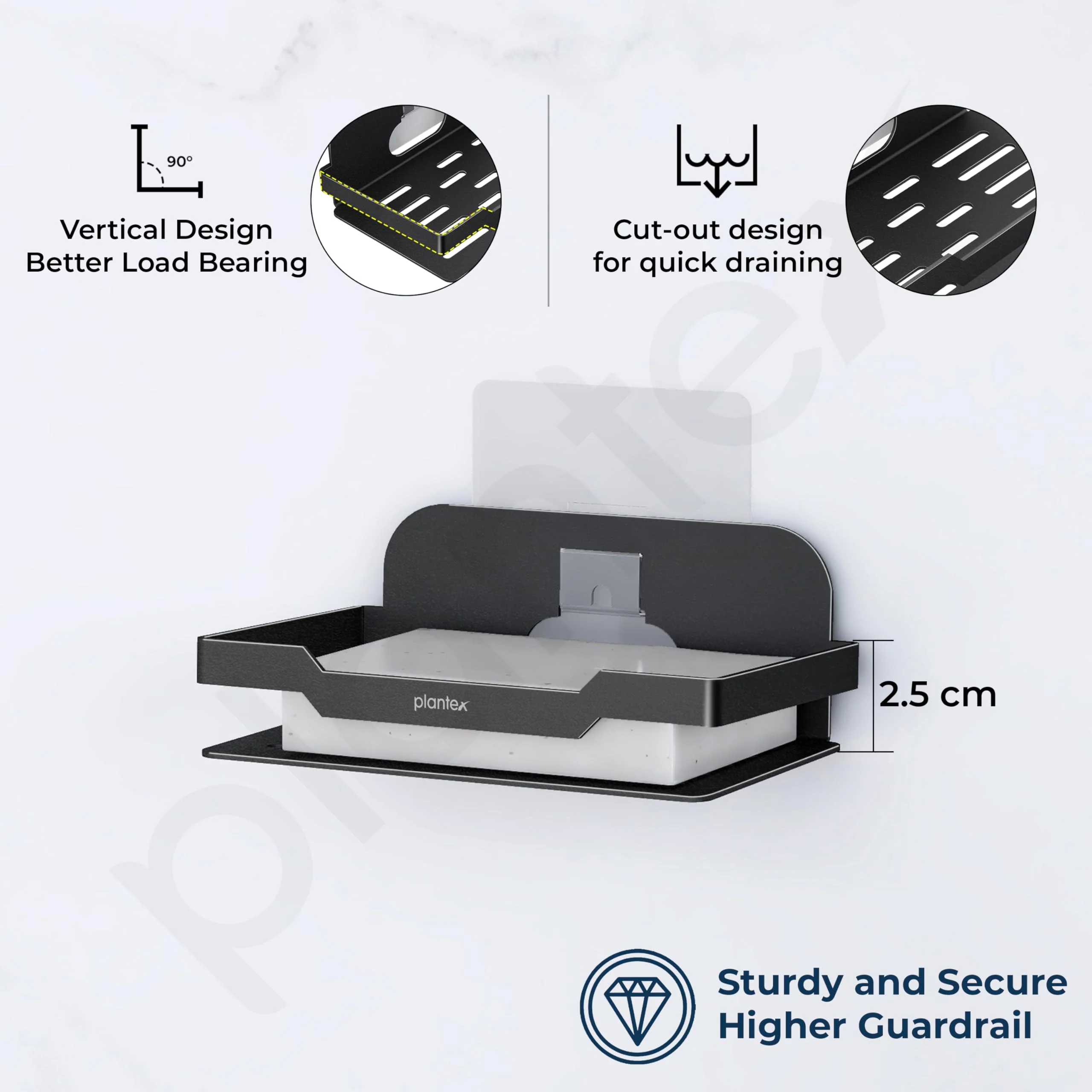 Plantex Self Adhesive Soap Dish for Bathroom/Stainless Steel Soap Holder for Washbasin/Soap Stand for Bathroom Without Drill/Bathroom Accessories - Pack of 1 (Black) - Image 4