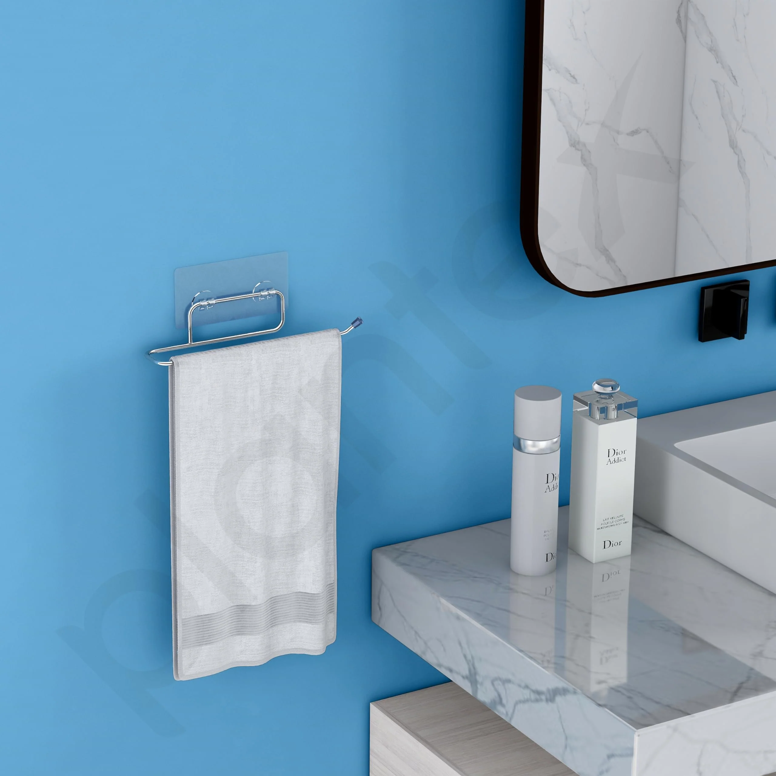 Plantex Self Adhesive Stainless Steel Towel Holder/Towel Hanger/Towel Ring for Bathroom/Napkin Holder/Bathroom Accessories - Pack of 1 (Chrome) - Image 2