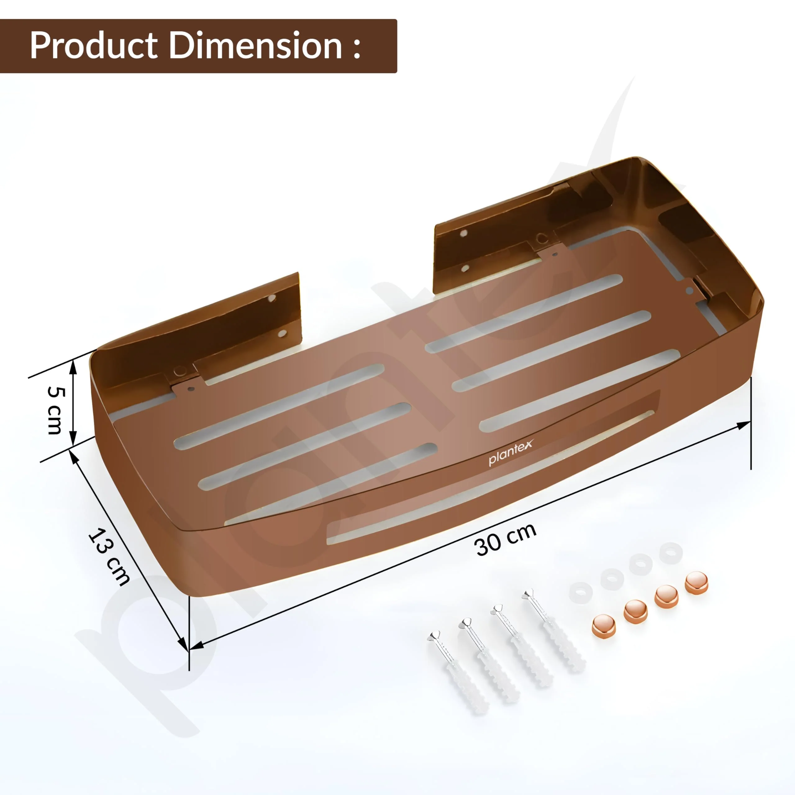 Plantex Shelf for Bathroom/Stainless Steel Multipurpose Shelf/Spice Organizer for Kitchen - Pack of 1 (12 x 5 Inch, Rose Gold) - Image 5
