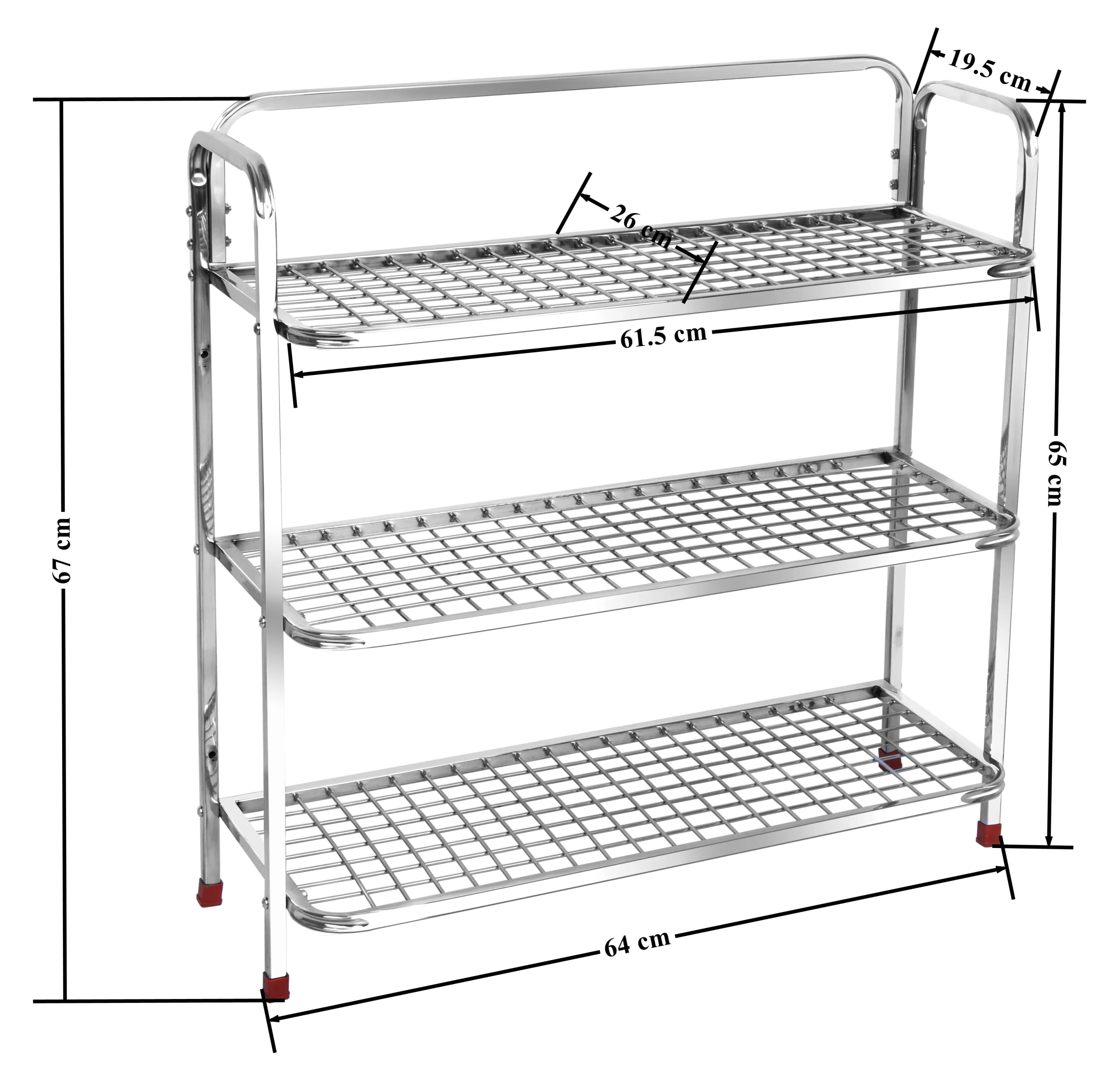 Plantex Shoe Stand for Home|Steel Shoe Rack for Home|Shoe Organiser|Rack for Shoes|Mini Shoe Rack Cover 3 Layer (Silver) - Image 4
