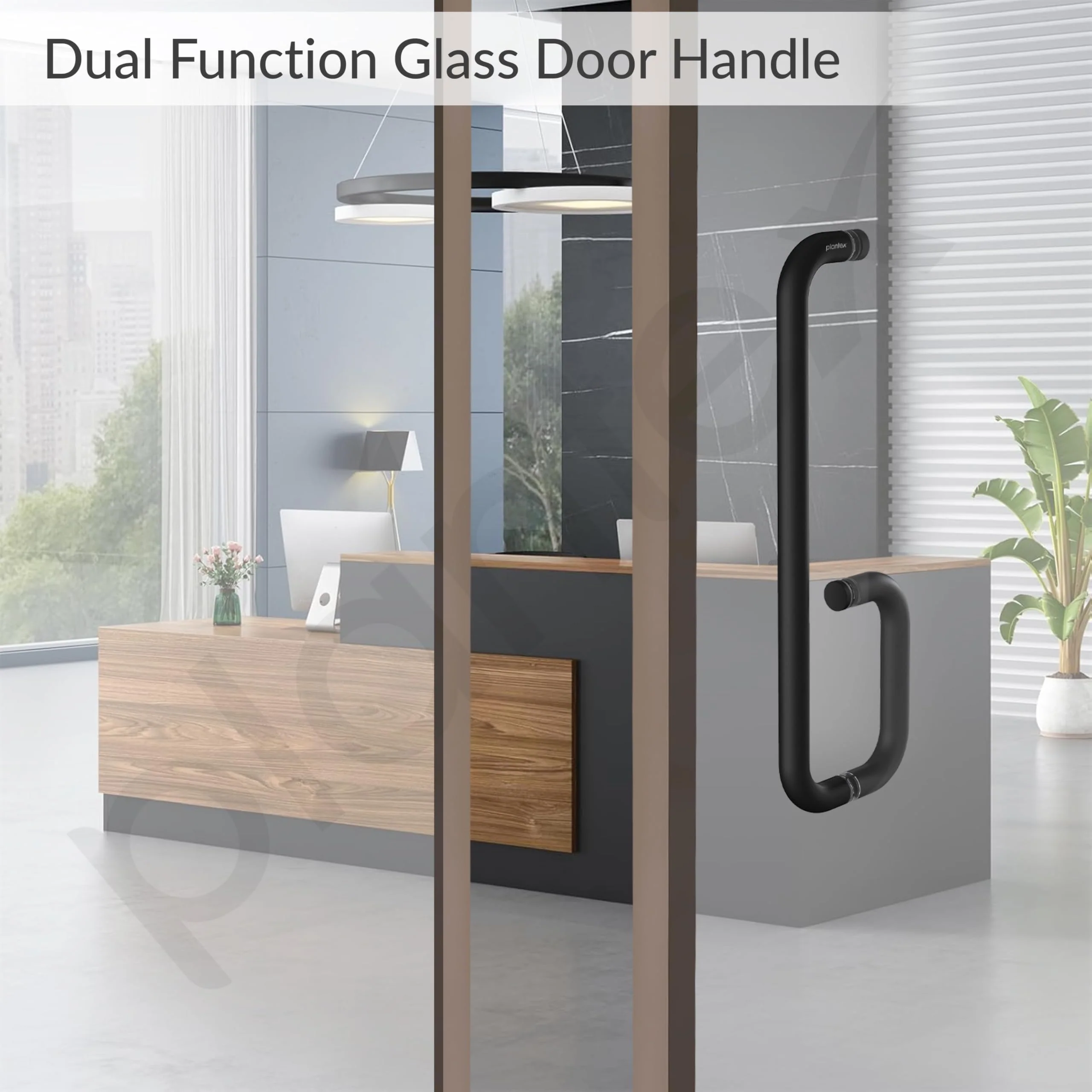 Plantex Shower Door Handle/Stainless Steel Towel Bar Combination/Towel Holder for Glass Shower Door and Bath Door Pull Handle - Pack of 1 (Black) - Image 6