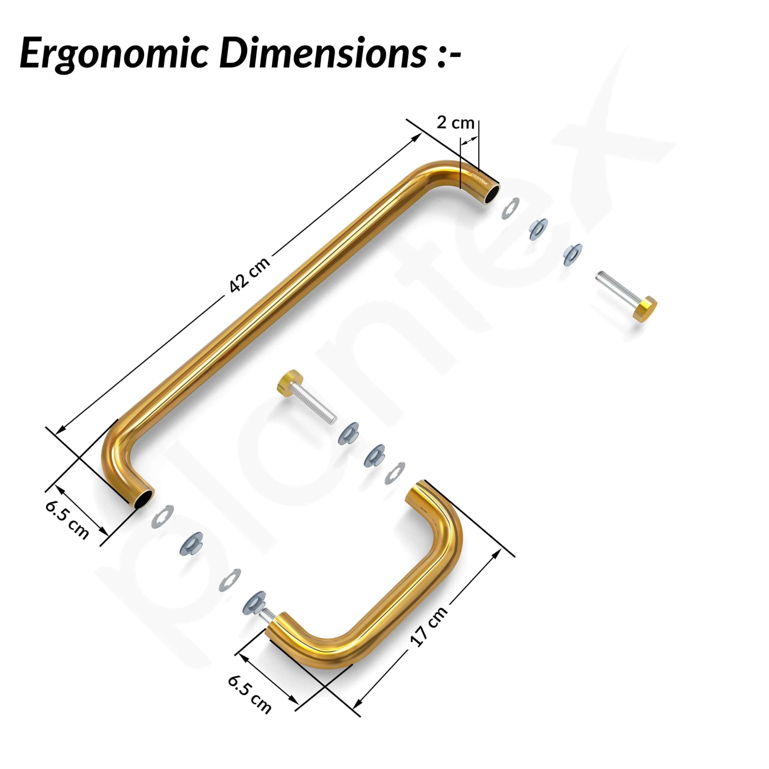 Plantex Shower Door Handle/Stainless Steel Towel Bar Combination/Towel Holder for Glass Shower Door and Bath Door Pull Handle - Pack of 1 (Brass Antique) - Image 3