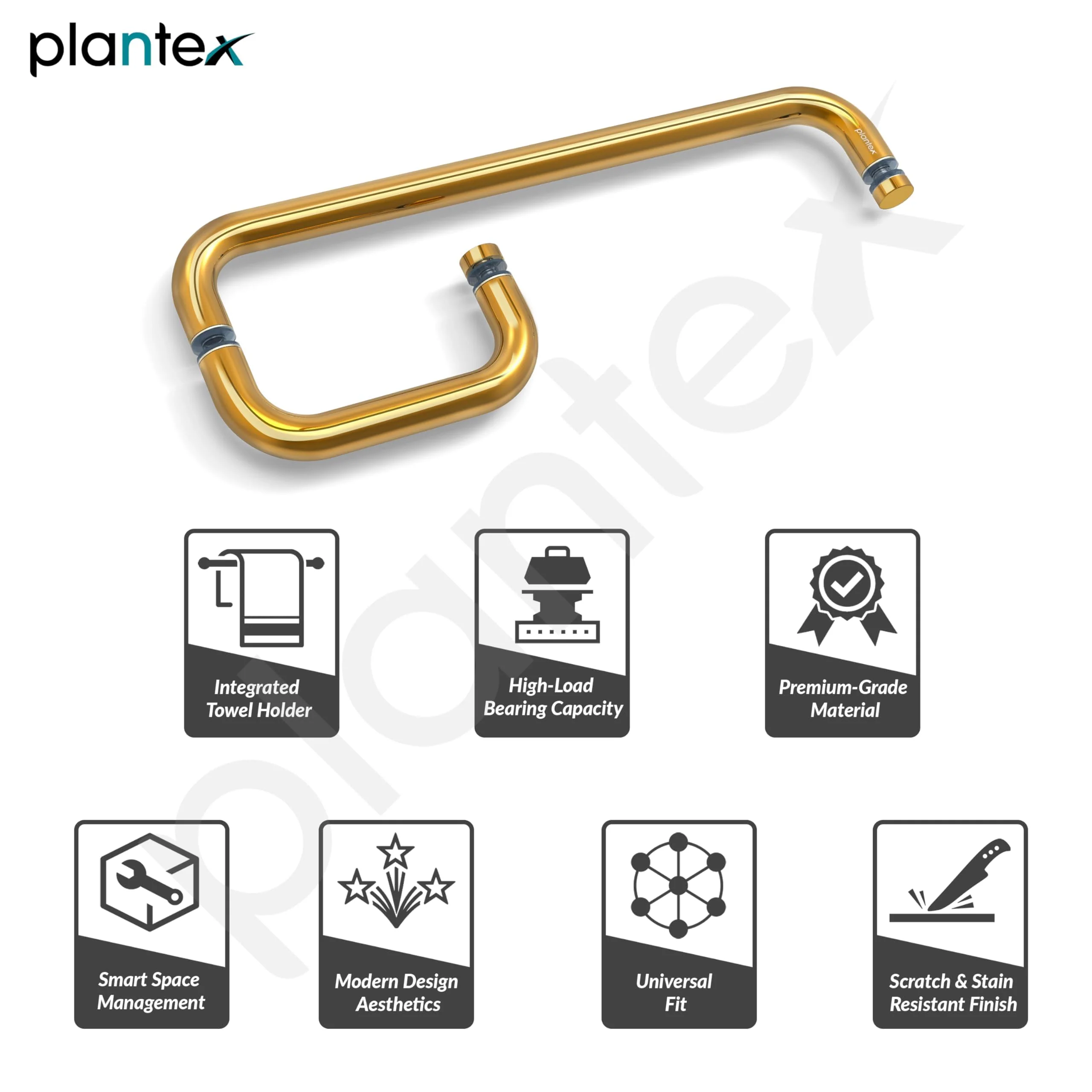 Plantex Shower Door Handle/Stainless Steel Towel Bar Combination/Towel Holder for Glass Shower Door and Bath Door Pull Handle - Pack of 1 (Brass Antique) - Image 4