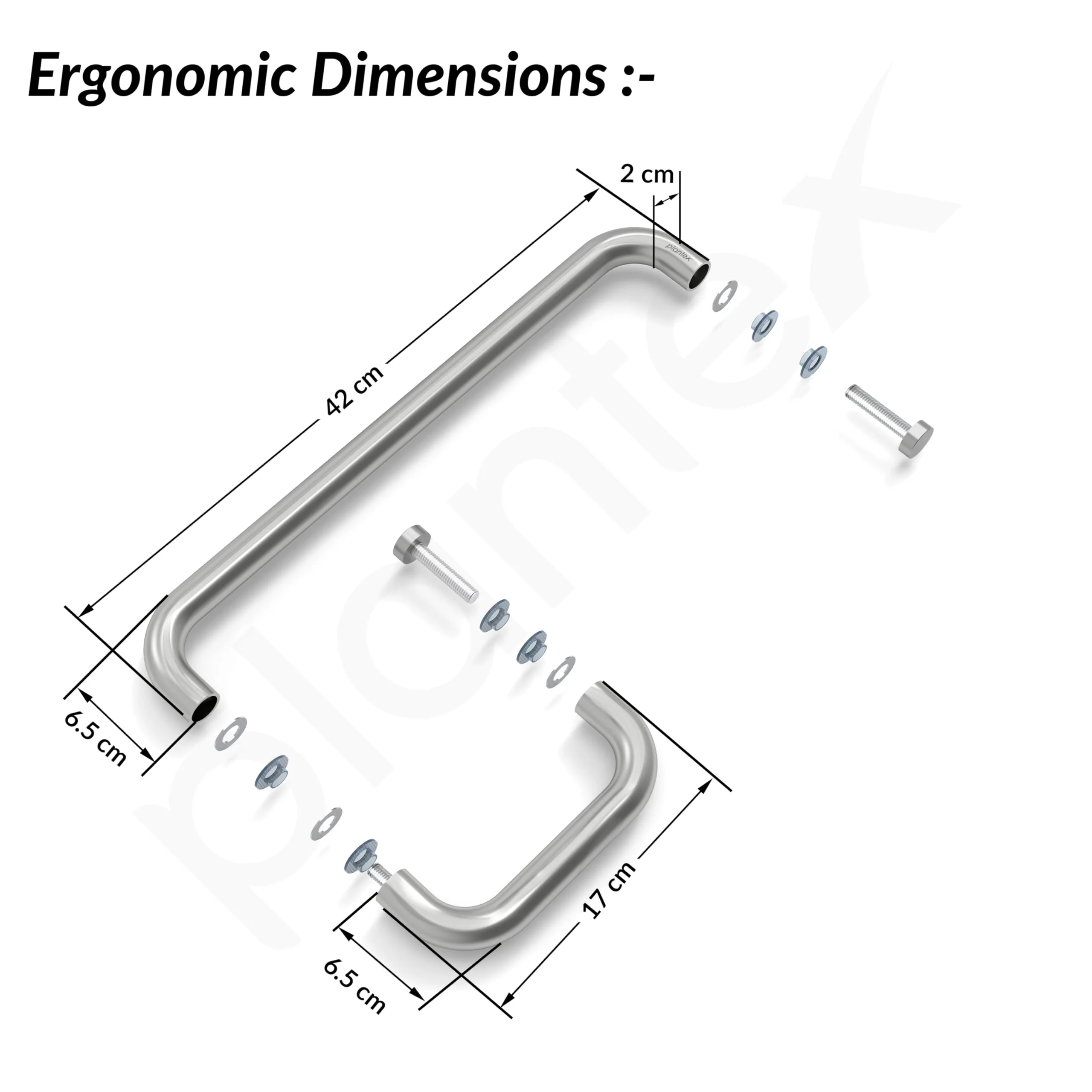 Plantex Shower Door Handle/Stainless Steel Towel Bar Combination/Towel Holder for Glass Shower Door and Bath Door Pull Handle - Pack of 1 (Satin) - Image 5