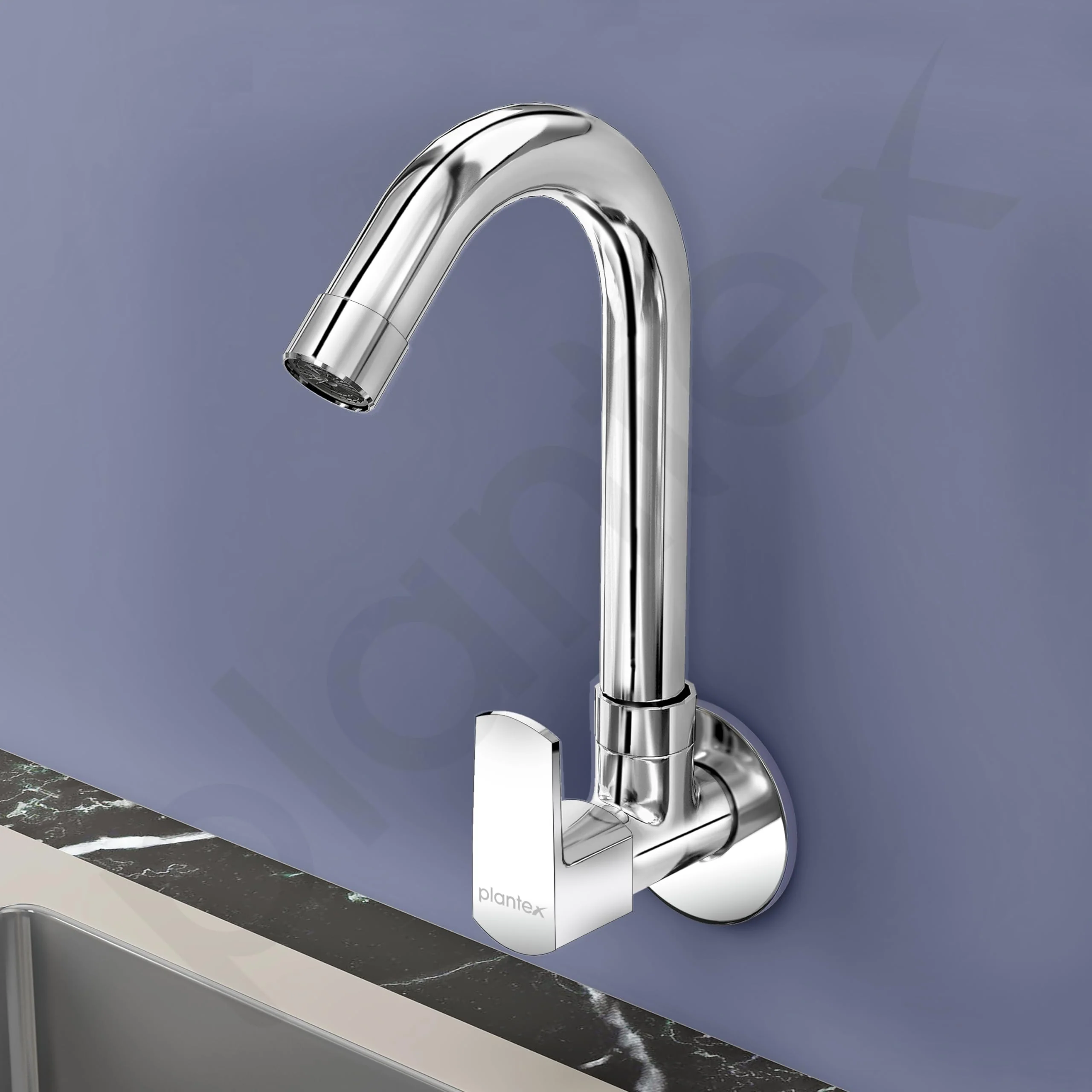 Plantex Single Lever Kitchen Sink Tap with Water Saving Aerator and Brass Spindle Tap/Quarter Turn Sink tap for Kitchen Basin with Wall Flange and Teflon Tape (Saga-Chrome) - Image 6