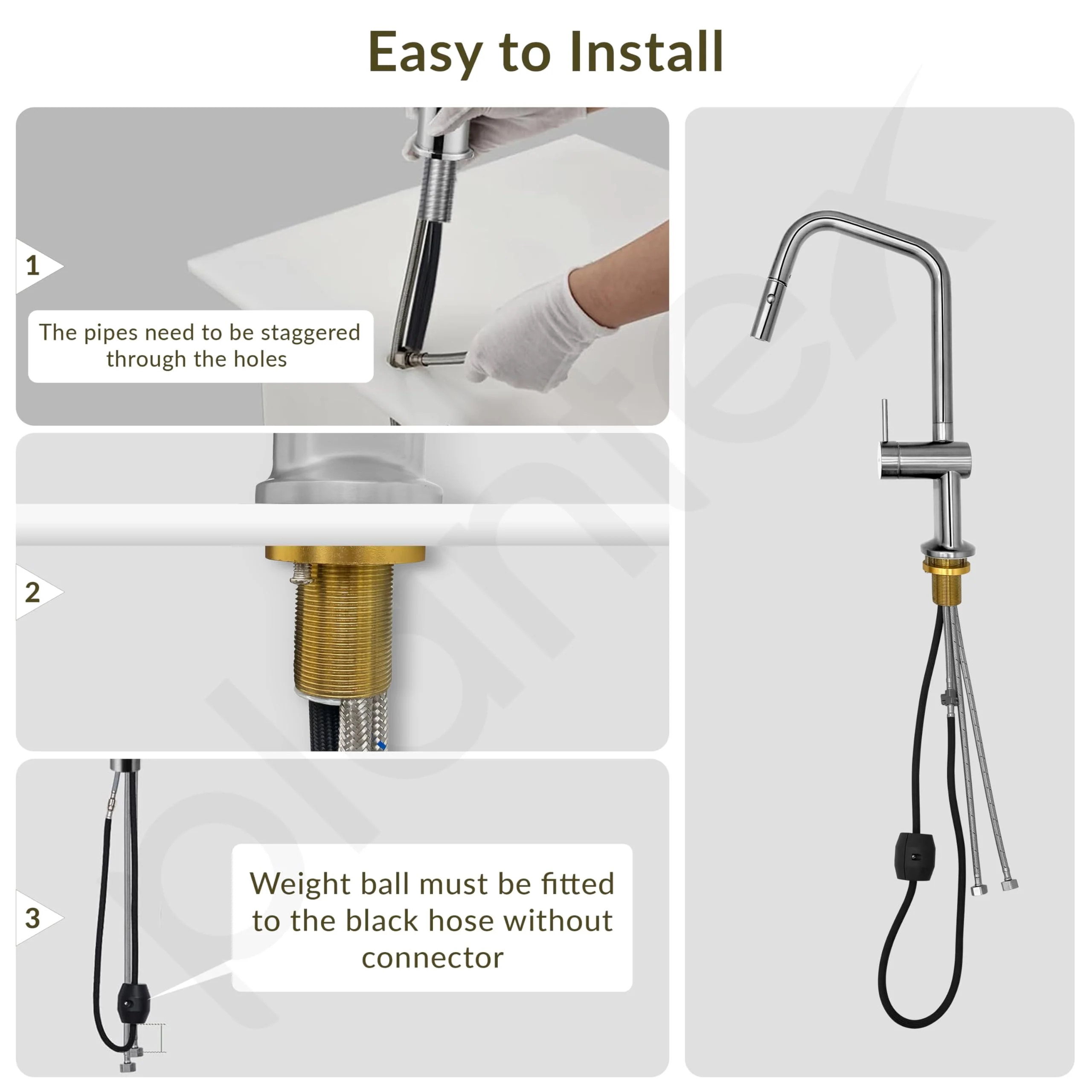 Plantex Single Lever Pull-Down Kitchen Sink Tap/Sink Mixer Tap Hot and Cold/360° Swivel Spout Faucet for Kitchen - Deck Mounted - (8991-Chrome) - Image 6
