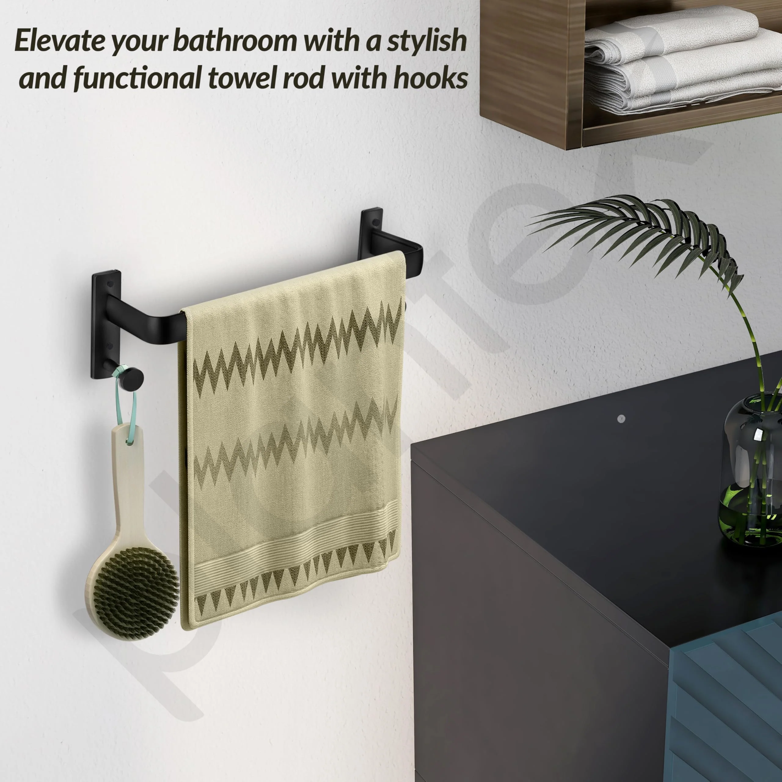Plantex Single Towel Rod for Bathroom/Cloth Hanger for Wall/Towel Holder/9 Inch Towel Bar/Bathroom Accessories (1511, Black) - Image 5