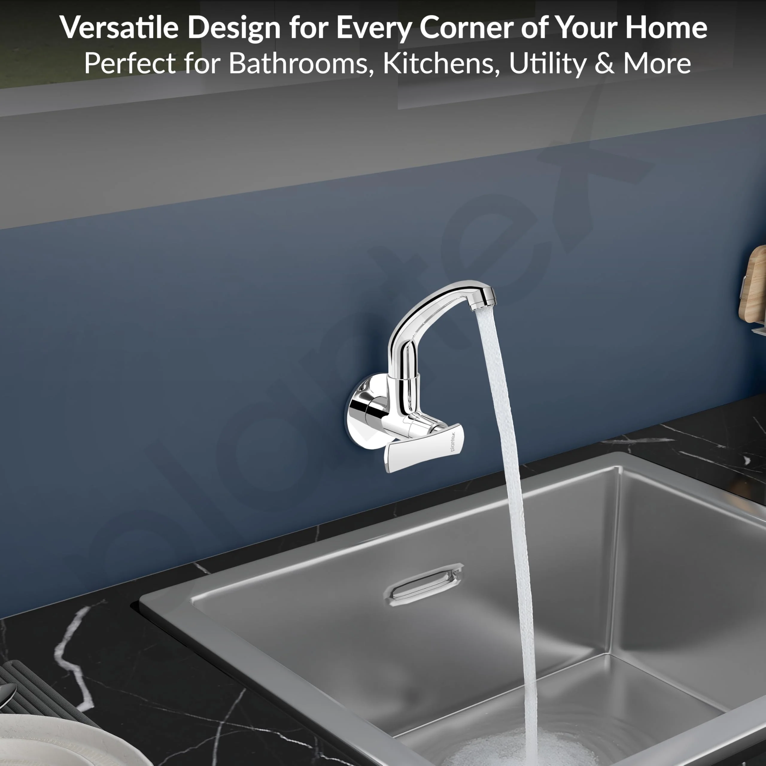 Plantex Sink Cock for Basin/Wall Mount Tap for Kitchen Sink with Wall Flange and Teflon Tape/Sink Cocke Tap/Water Tap - (3504, Chrome) - Image 6