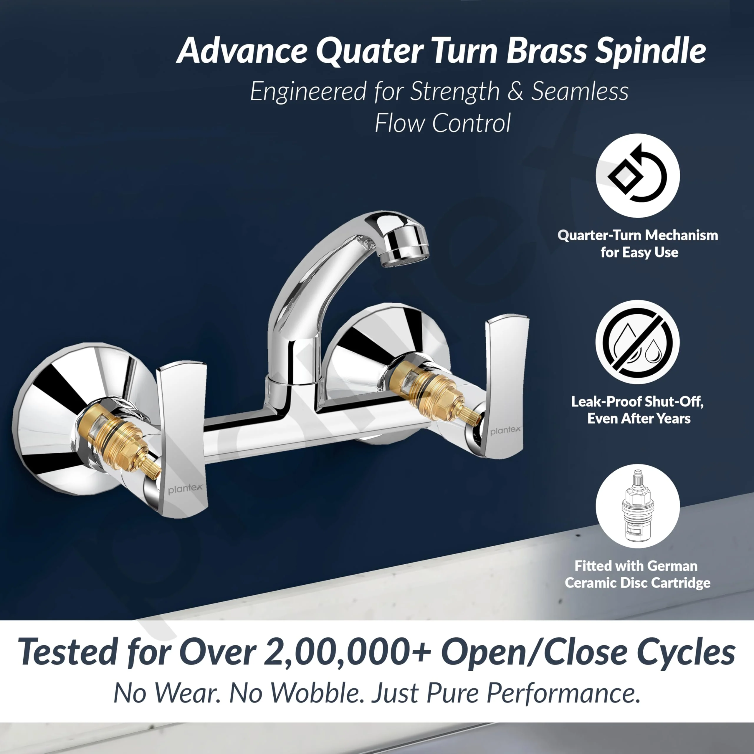 Plantex Sink Cock for Kitchen Sink/360 Degree Rotating with Foam Flow/Wall Mount Swan Neck with Wall Flange and Teflon Tape - Pack of 1 (Chrome, 3523) - Image 2