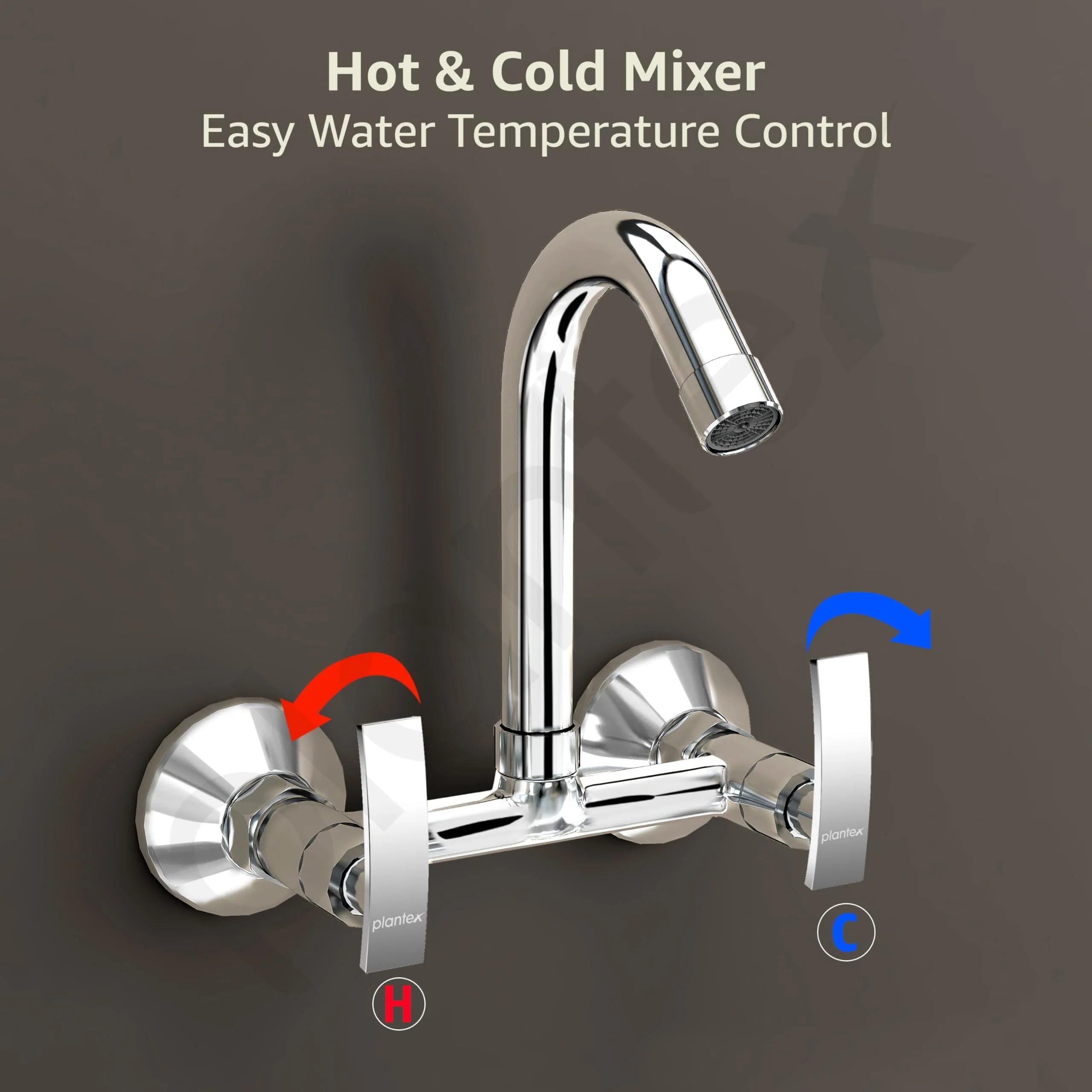 Plantex Sink Mixer Tap Hot and Cold/Mixer Tap for Kitchen Sink with Brass Spindle/Kitchen Sink Faucet with Wall Flange and Teflon Tape (Samar-Chrome) - Image 3