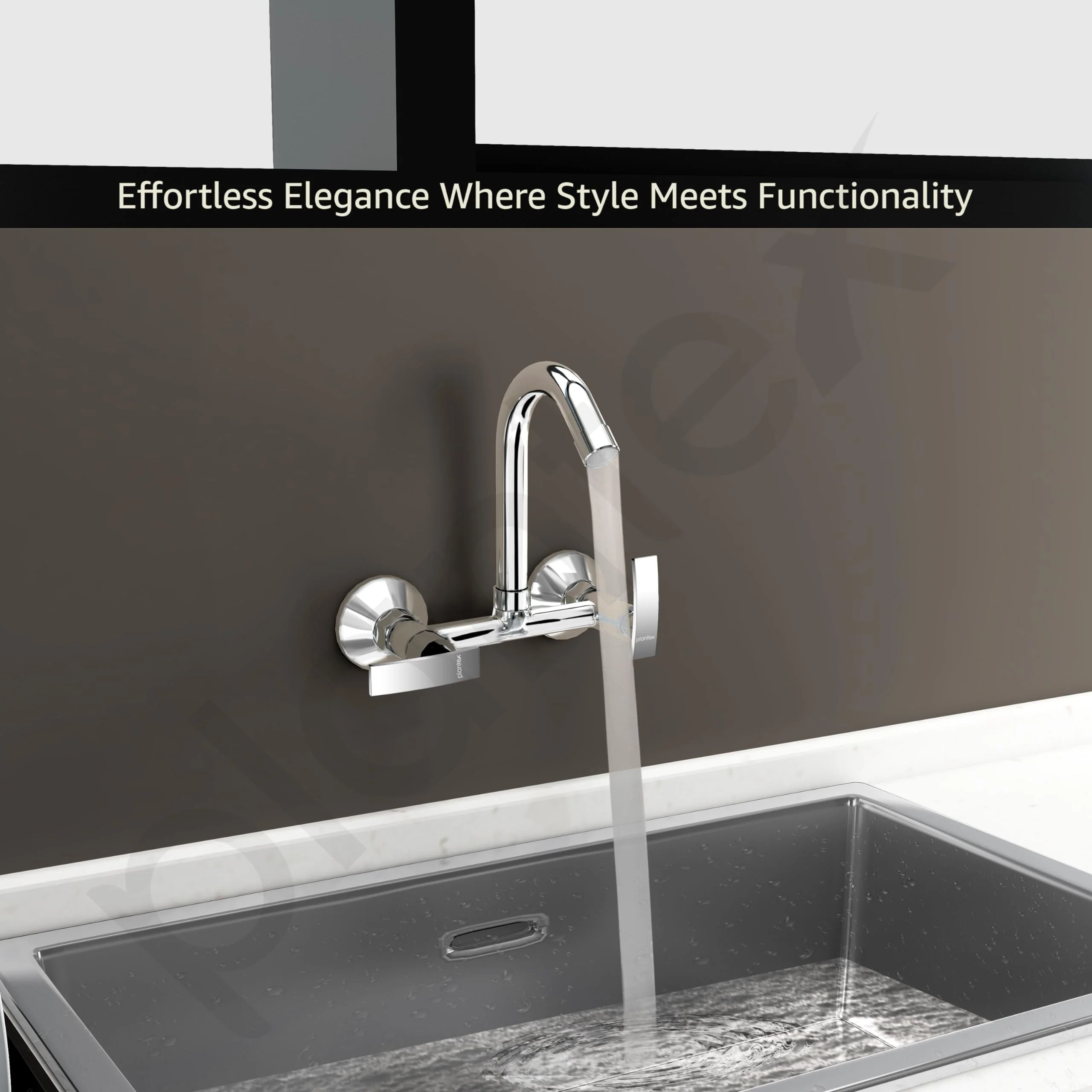 Plantex Sink Mixer Tap Hot and Cold/Mixer Tap for Kitchen Sink with Brass Spindle/Kitchen Sink Faucet with Wall Flange and Teflon Tape (Samar-Chrome) - Image 6