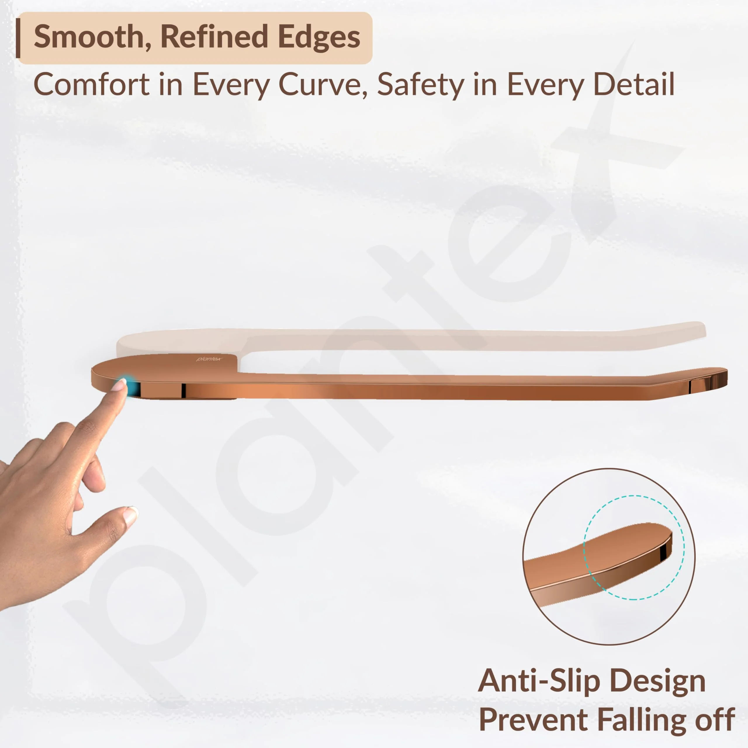 Plantex Smero Brass Towel Hanger for Wash Basin/Napkin Holder for Bathroom/Towel Ring/Towel Holder/Bathroom Accessories (Smart - PVD Rose Gold Finish) - Image 7