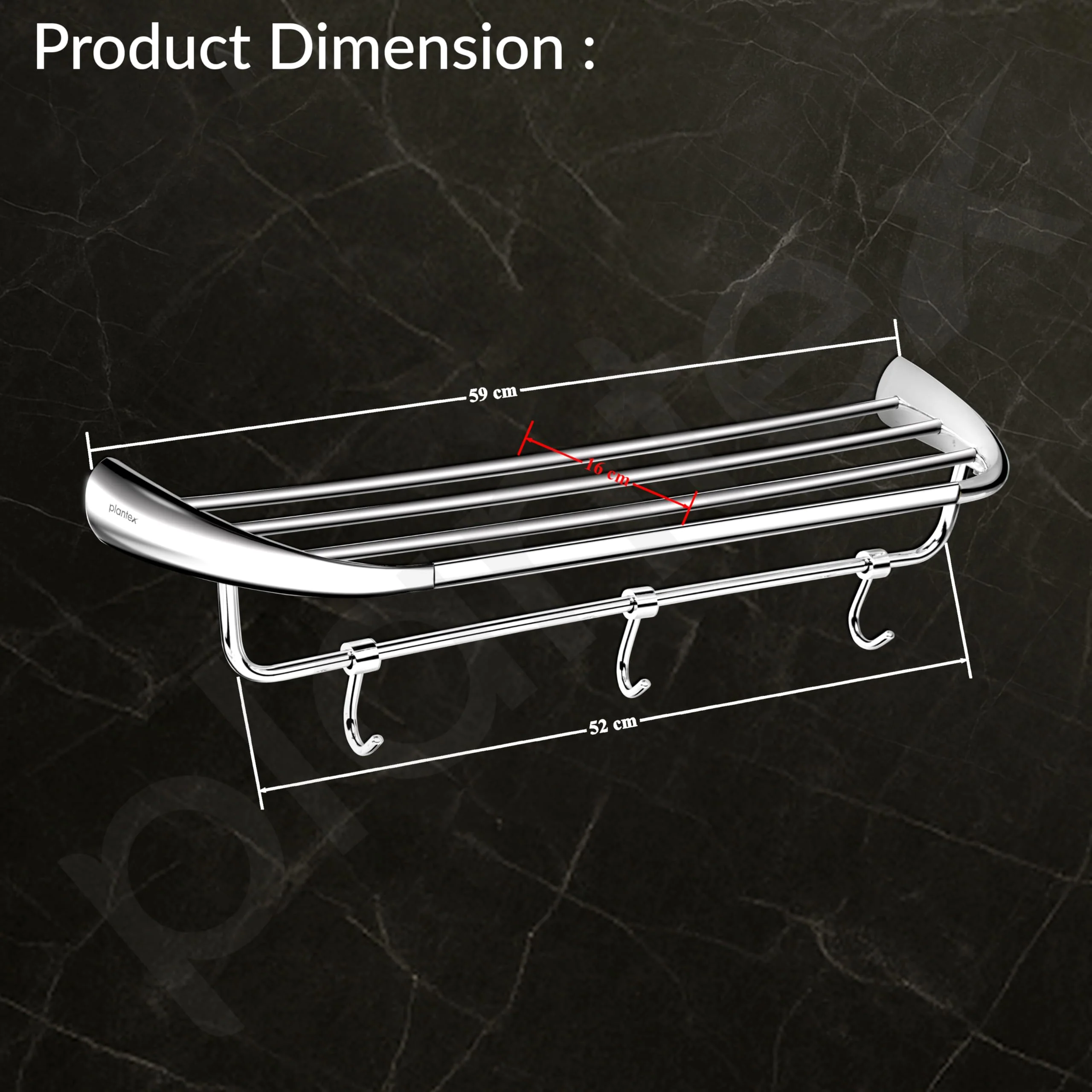 Plantex Smero Pure Brass 24 inch Towel Rack for Bathroom/Towel Stand/Hanger/Towel Holder/Towel Bar/Bathroom Accessories - Craft (Chrome) - Image 2