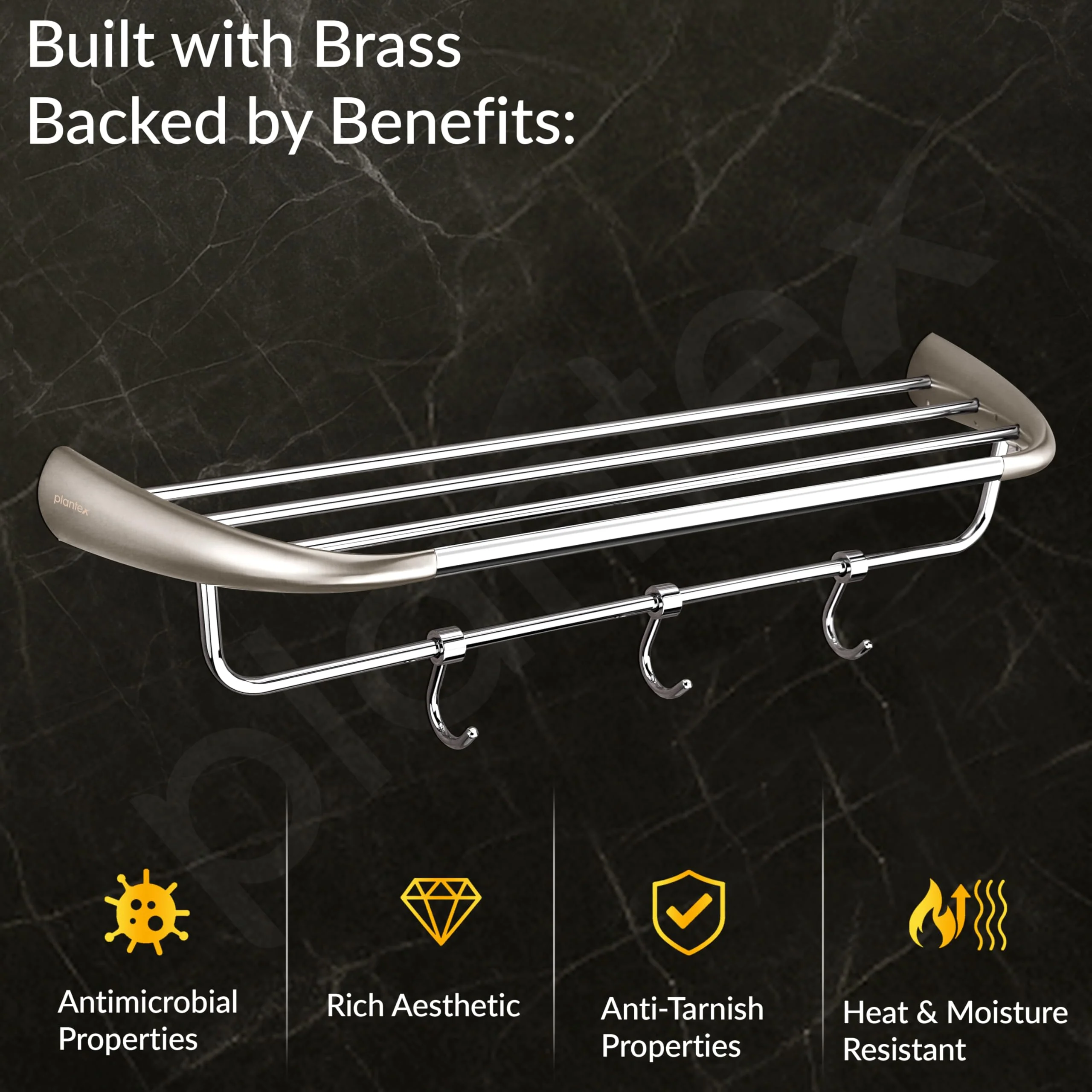 Plantex Smero Pure Brass 24 inch Towel Rack for Bathroom/Towel Stand/Hanger/Towel Holder/Towel Bar/Bathroom Accessories - Effect (Satin Matt) - Image 3