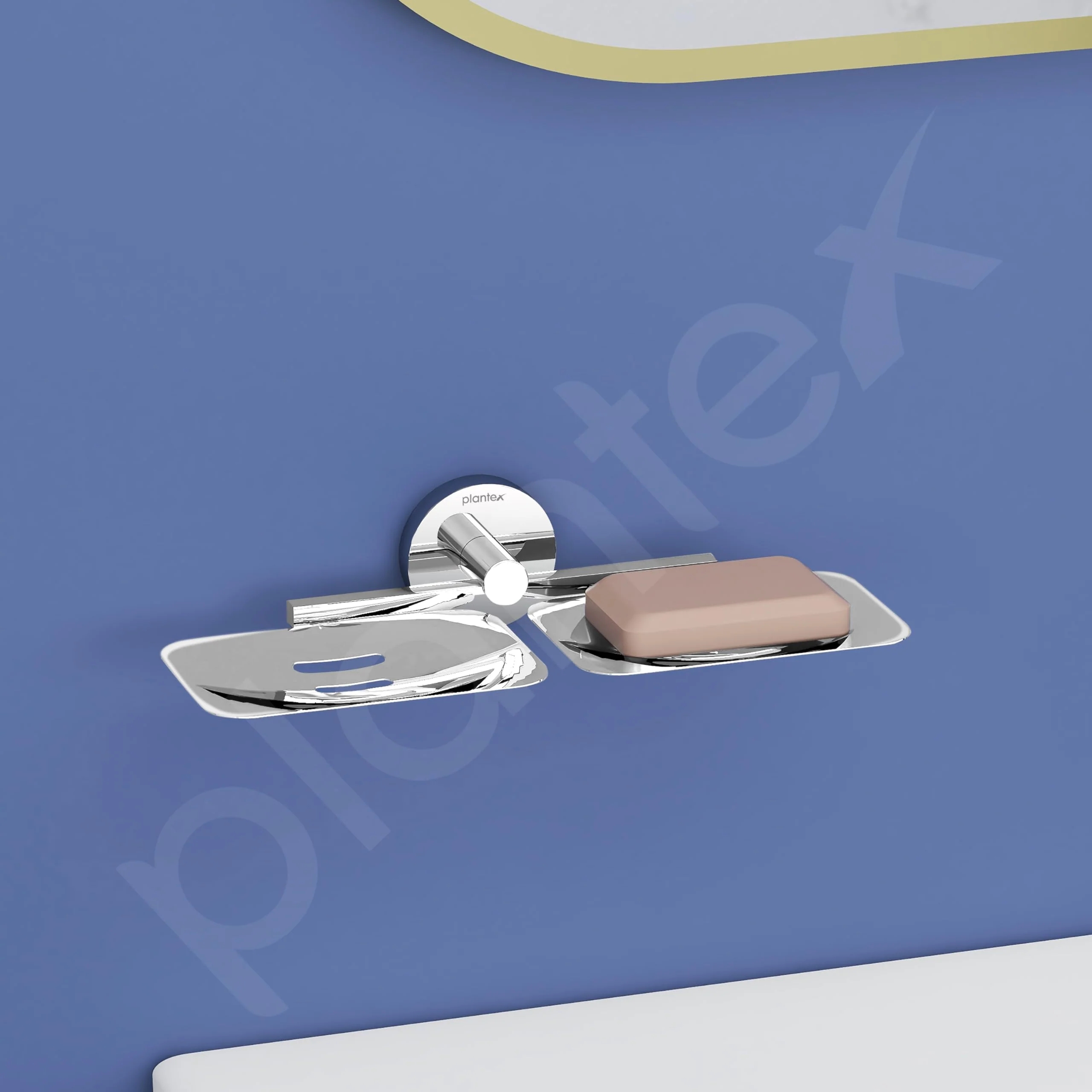 Plantex Smero Pure Brass Dual Soap Holder for Bathroom and Kitchen/Soap Stand/Soap Case/Soap Dish/Bathroom Accessories - Circle(Chorme) - Image 2