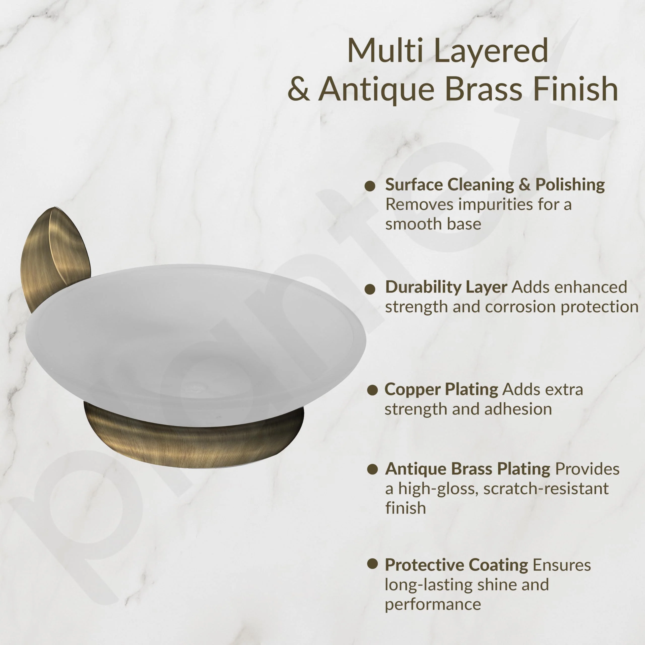 Plantex Smero Pure Brass Glass Soap Holder for Bathroom & Kitchen/Soap Stand/Case/Dish/Bathroom Accessories - Contrive (Rich Antique) - Image 6