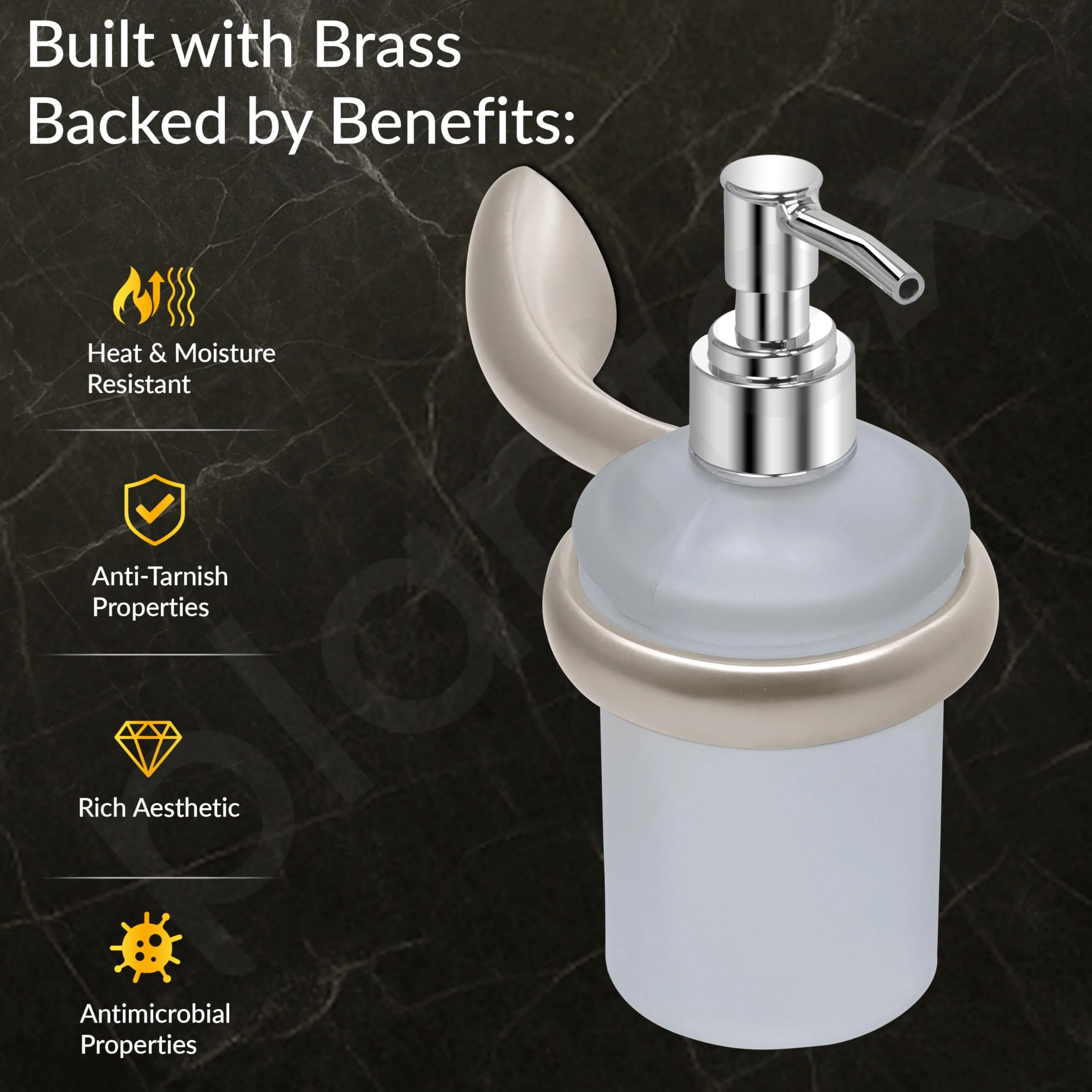 Plantex Smero Pure Brass Handwash Holder for Wash Basin/Liquid Soap Dispenser/Shampoo Dispenser - Effect (Satin Matt) - Image 2
