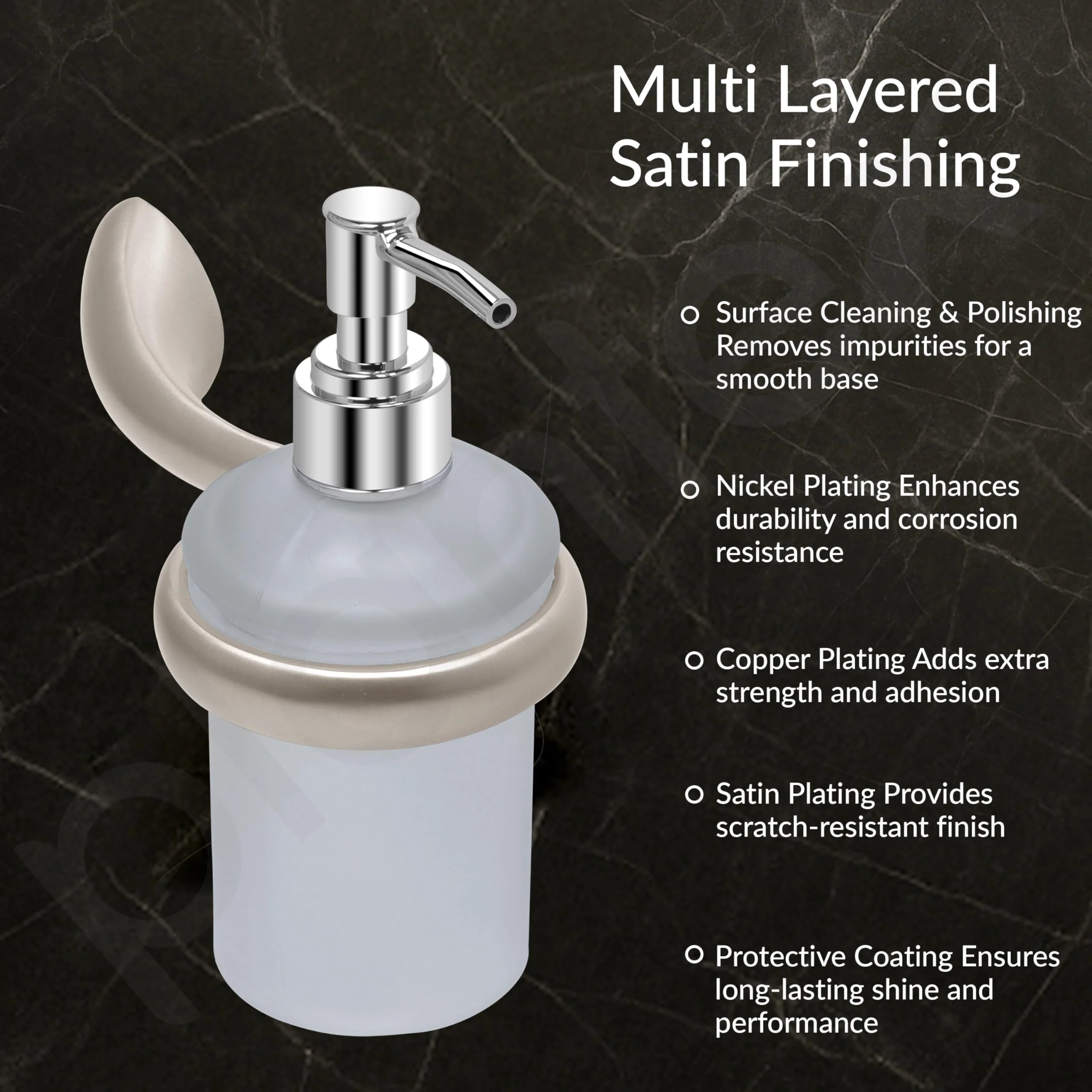 Plantex Smero Pure Brass Handwash Holder for Wash Basin/Liquid Soap Dispenser/Shampoo Dispenser - Effect (Satin Matt) - Image 6