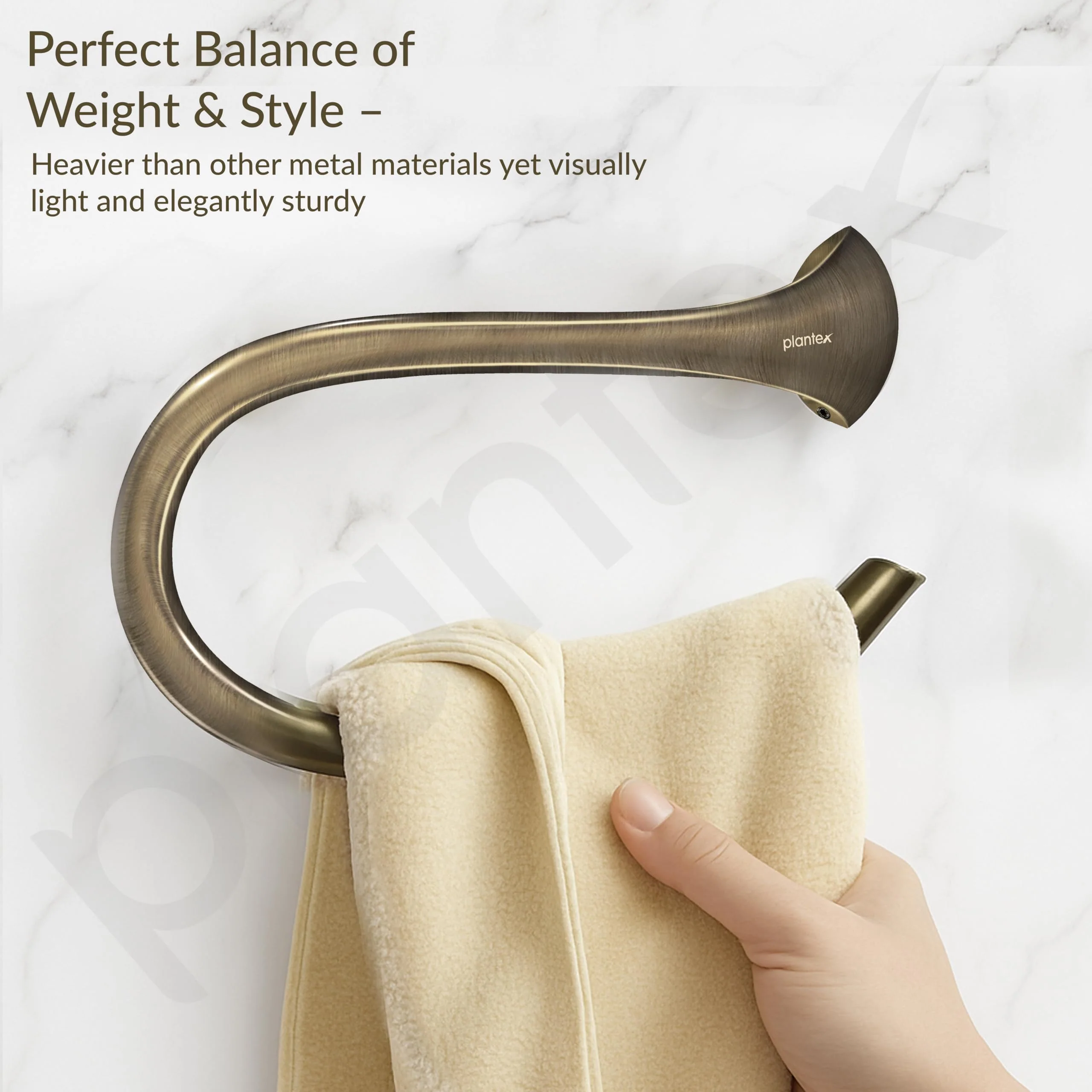 Plantex Smero Pure Brass Napkin Hanger for Bathroom/Hand Napkin Ring/Napkin Holder for Wash Basin/Bathroom Accessories - Contrive(Rich Antique) - Image 5