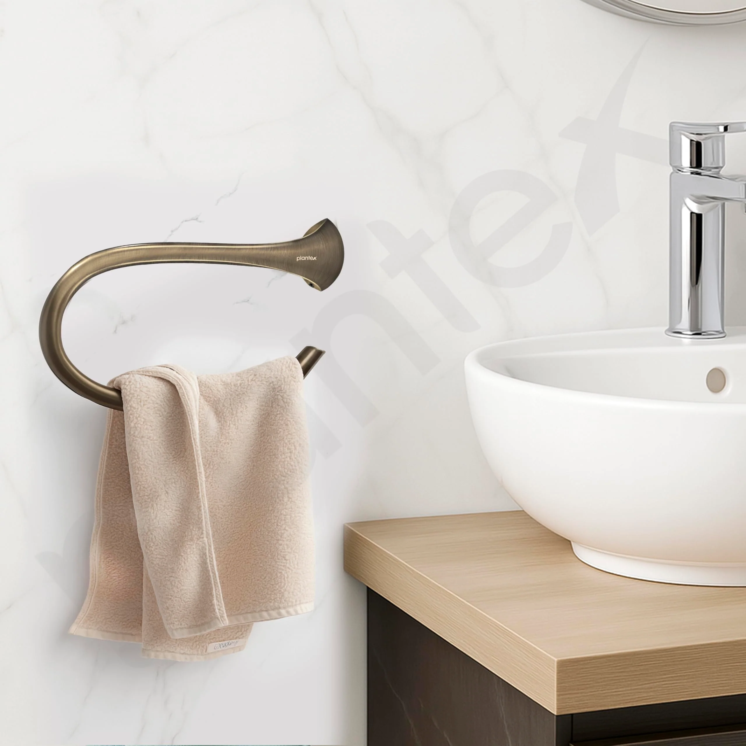 Plantex Smero Pure Brass Napkin Hanger for Bathroom/Hand Napkin Ring/Napkin Holder for Wash Basin/Bathroom Accessories - Contrive(Rich Antique) - Image 7