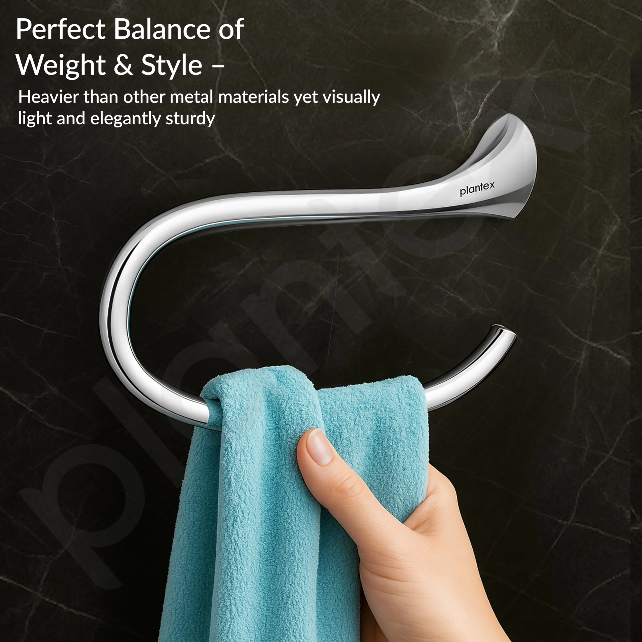 Plantex Smero Pure Brass Napkin Hanger/Towel Hanger for Wash Basin/Towel Ring for Kitchen/Bathroom Accessories - Craft(Chrome) - Image 7