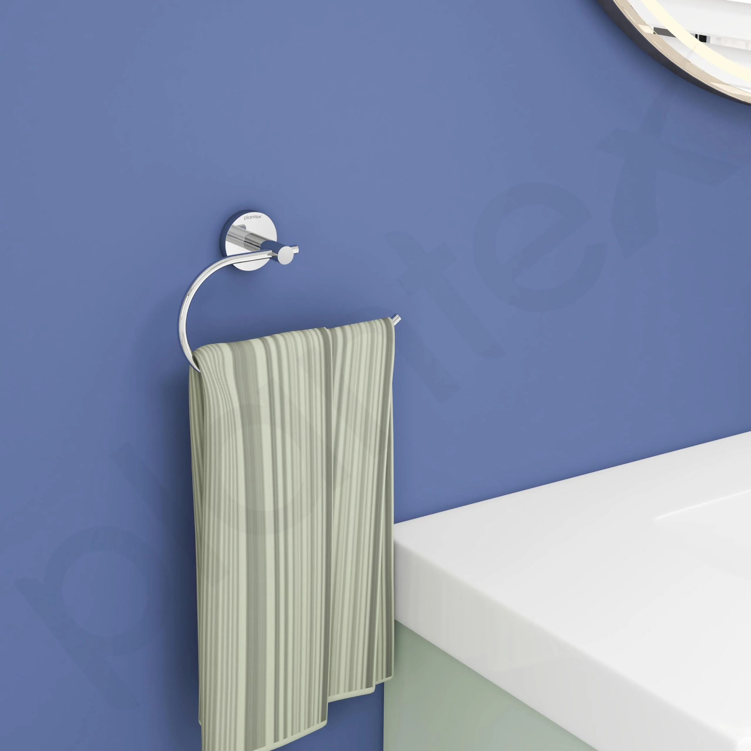 Plantex Smero Pure Brass Sleek Napkin Holder/Ring/Hand Napkin Holder for Wash Basin/Bathroom Accessories - Circle(Chrome) - Image 2