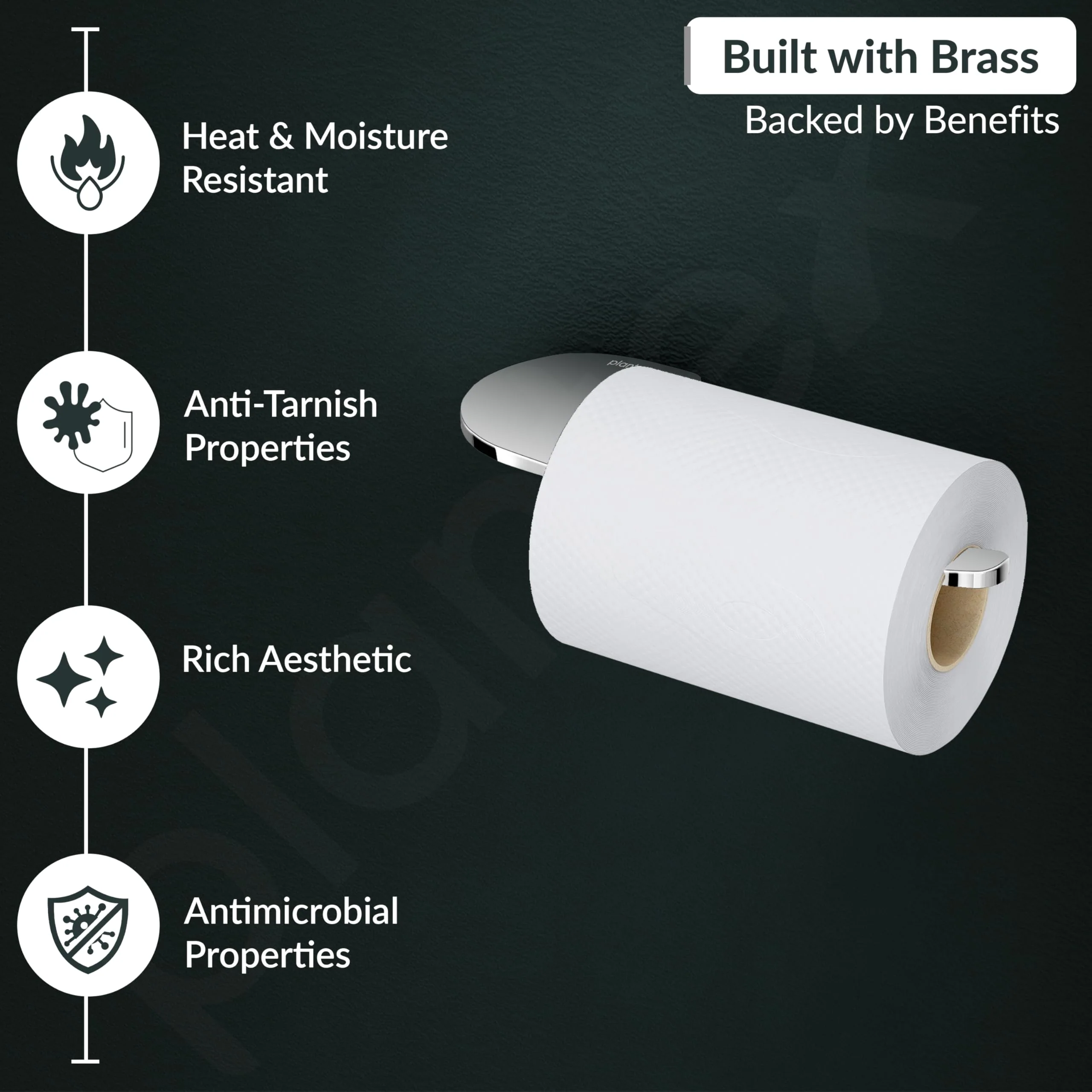 Plantex Smero Pure Brass Toilet Paper Roll Holder for Washroom/Tissue Holder/Toilet Paper Holder Stand for Bathroom/Kitchen/Bathroom Accessories - Aqua(Chrome) - Image 4