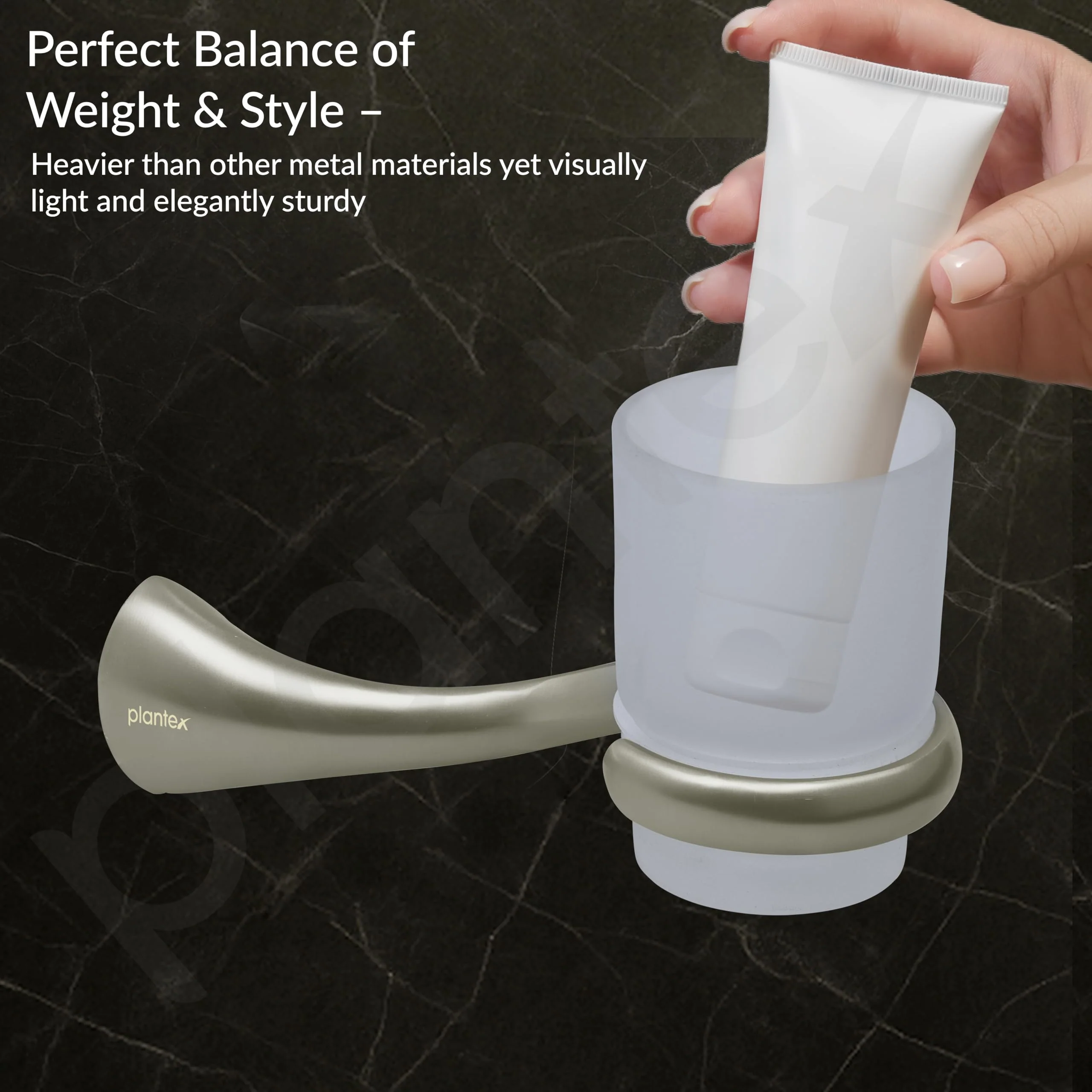 Plantex Smero Pure Brass Tooth Brush Holder/Tumbler Holder/Toothpaste Holder/Bathroom Accessories - Effect (Satin Matt) - Image 7