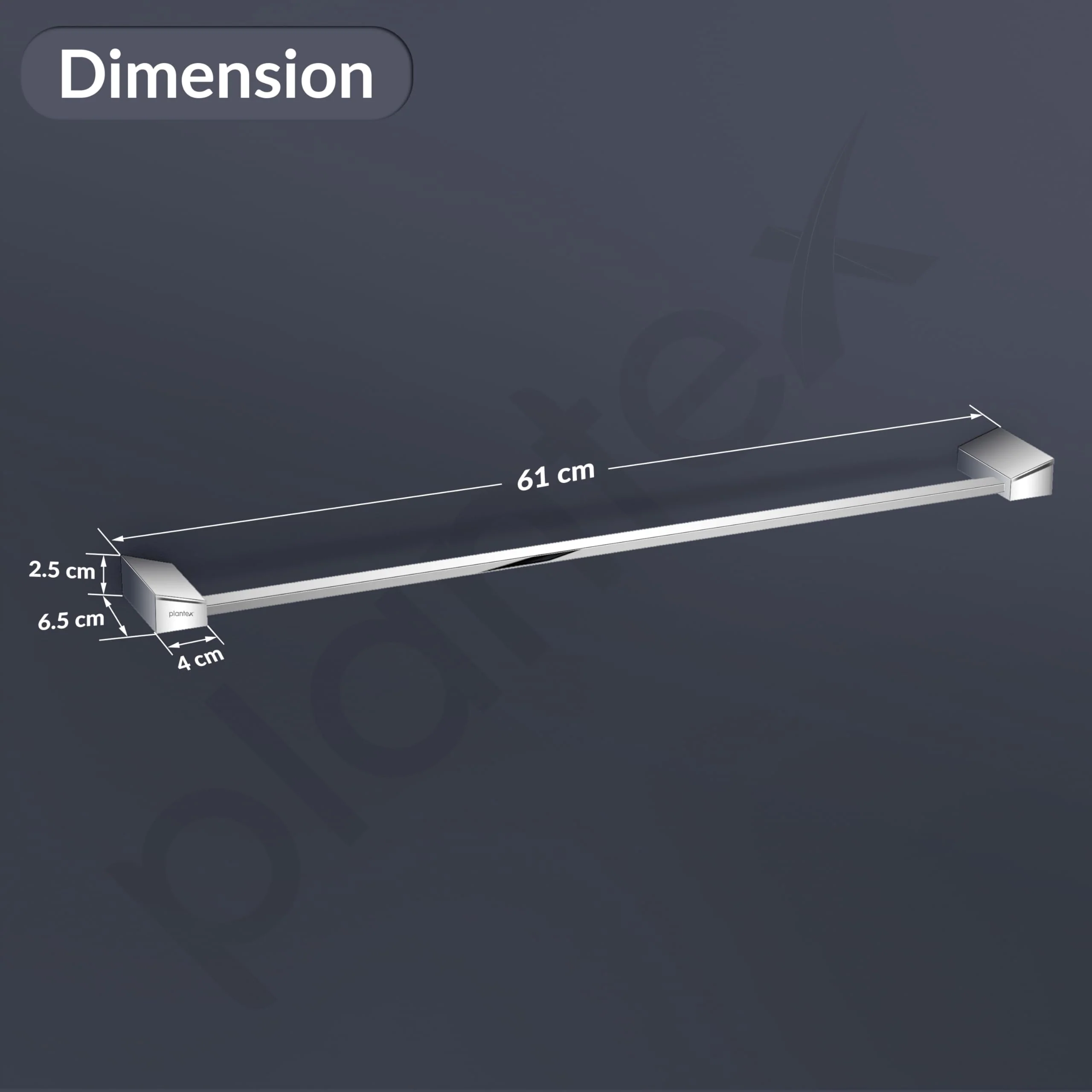 Plantex Smero Pure Brass Towel Hanger for Bathroom/Single Towel Rod/Towel Bar/Bathroom Accessories - Arrete (24 Inch-Chrome) - Image 5