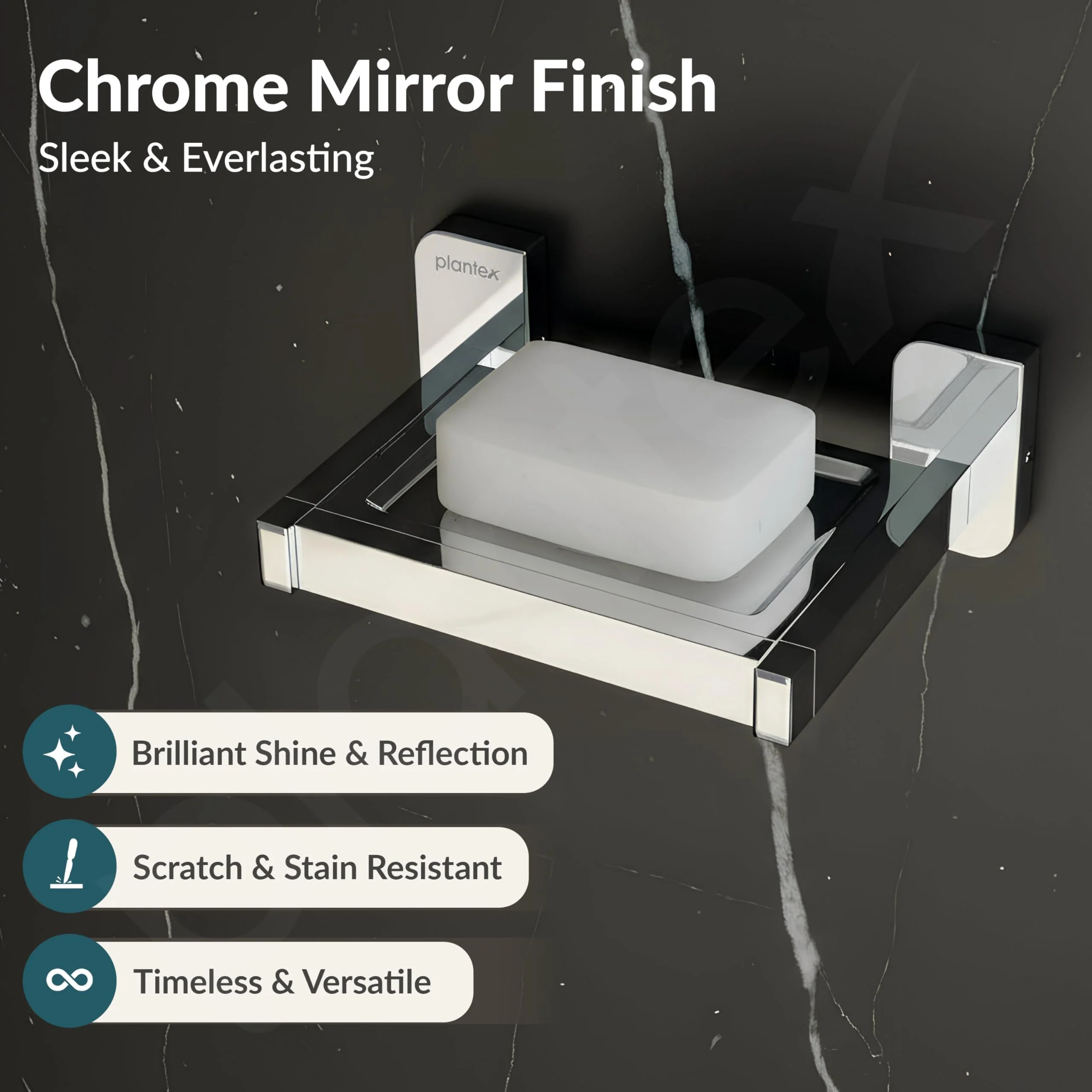 Plantex Soap Dish for Bathroom/304 Grade Stainless Steel Soap Case/Soap Holder/Soap Stand/Bathroom Accessories - Pack of 1 (1903, Chrome) - Image 3
