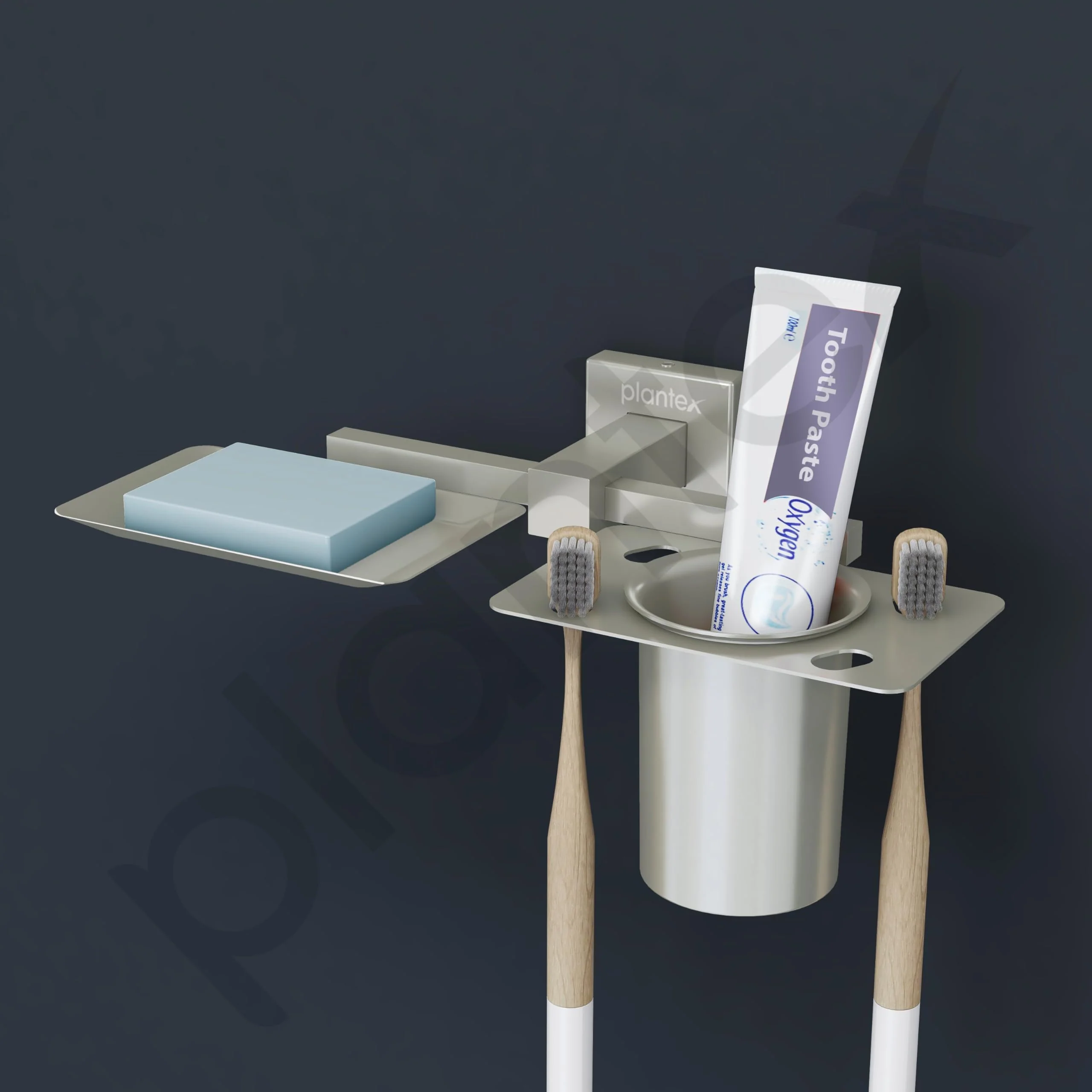 Plantex Soap Dish with Tumbler Holder/Soap Stand/Stainless Steel Soap Case with Toothbrush Holder/Bathroom Accessories -Aqua (Satin) - Image 7