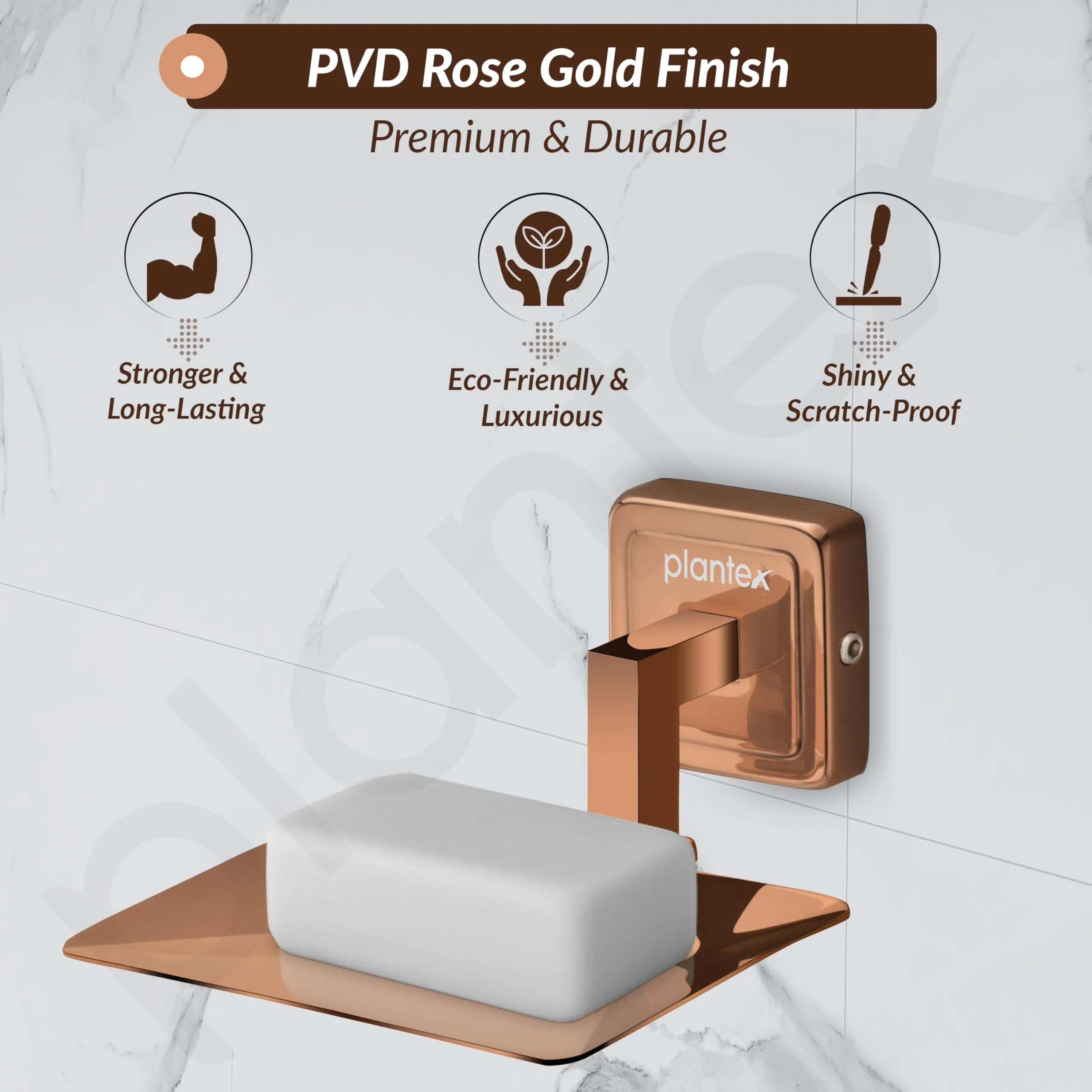 Plantex Soap Holder for Bathroom/304 Grade Stainless Steel Soap Case/Soap Stand/Bathroom Accessories - Pack of 1 (PVD Rose Gold) - Image 3