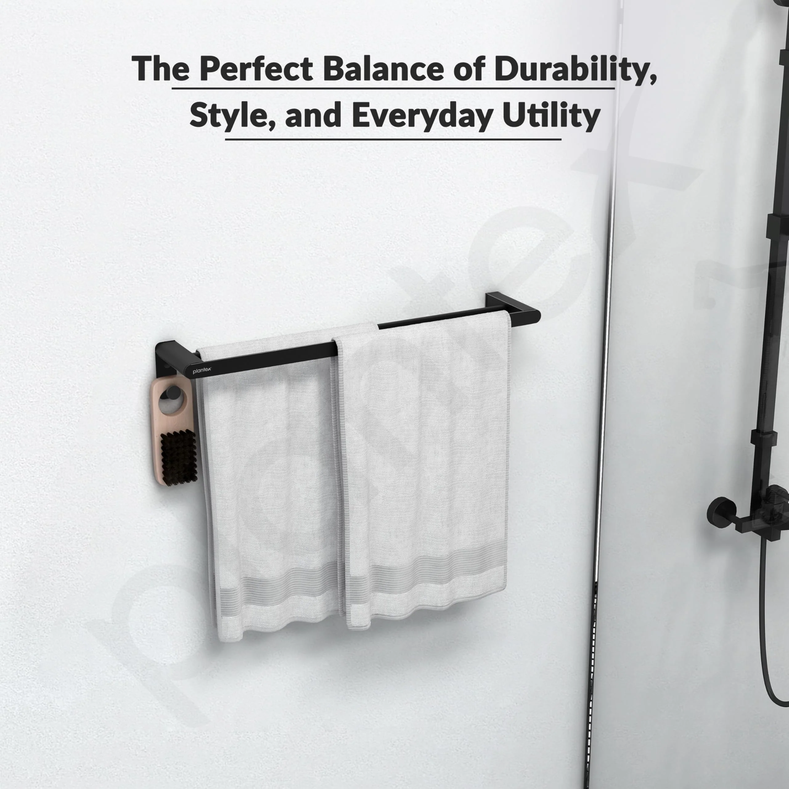 Plantex Space Aluminium Dual Towel Rod for Bathroom/Towel Holder with Hooks/Bathroom Towel Holder/Towel Stand/Bathroom Accessories (966, Gray) Pack of 1 - Image 7