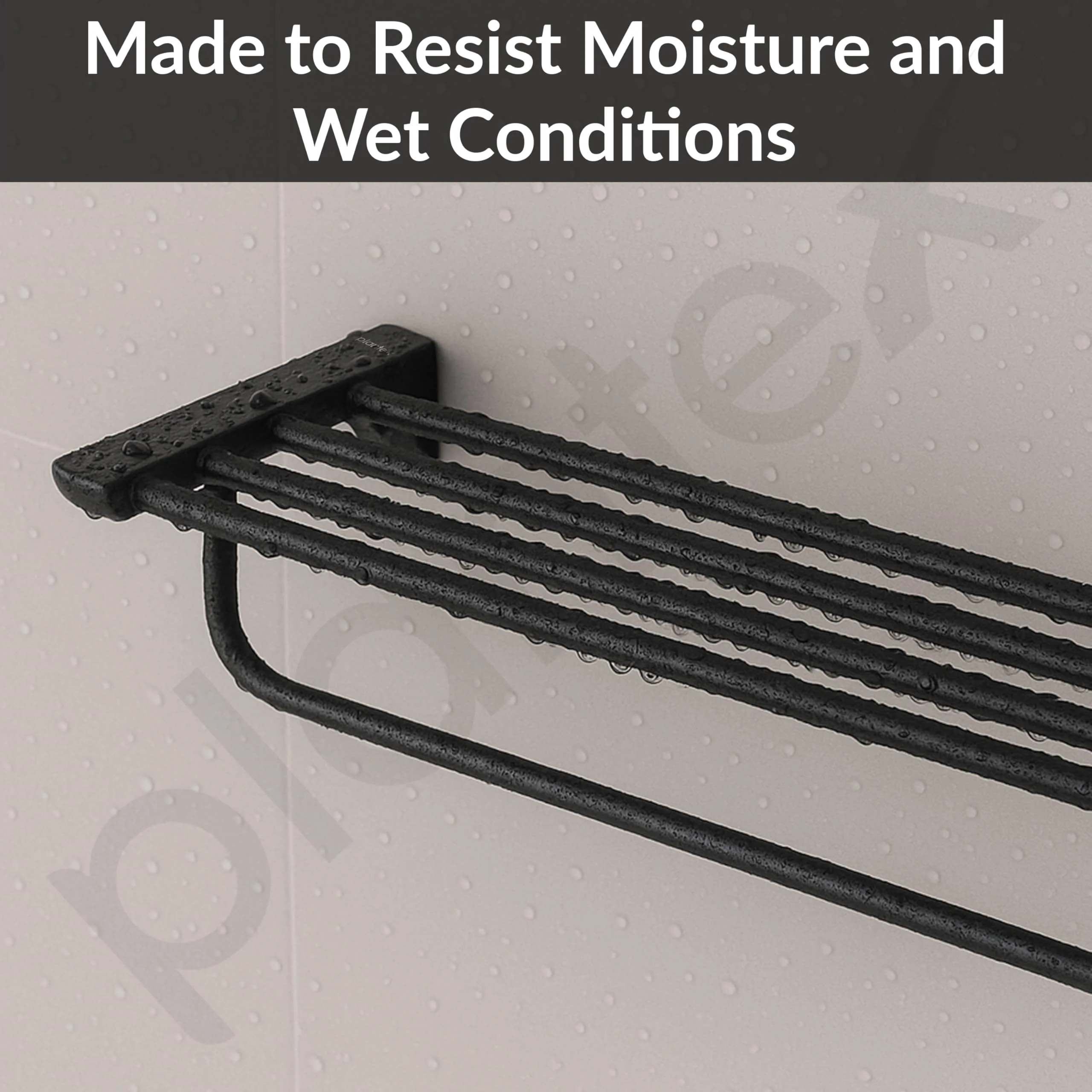 Plantex Space Aluminium Towel Holder in Bathroom/Towel Rod/Bathroom Towel Holder/Bathroom Accessories - Black (24 Inch) - Image 3