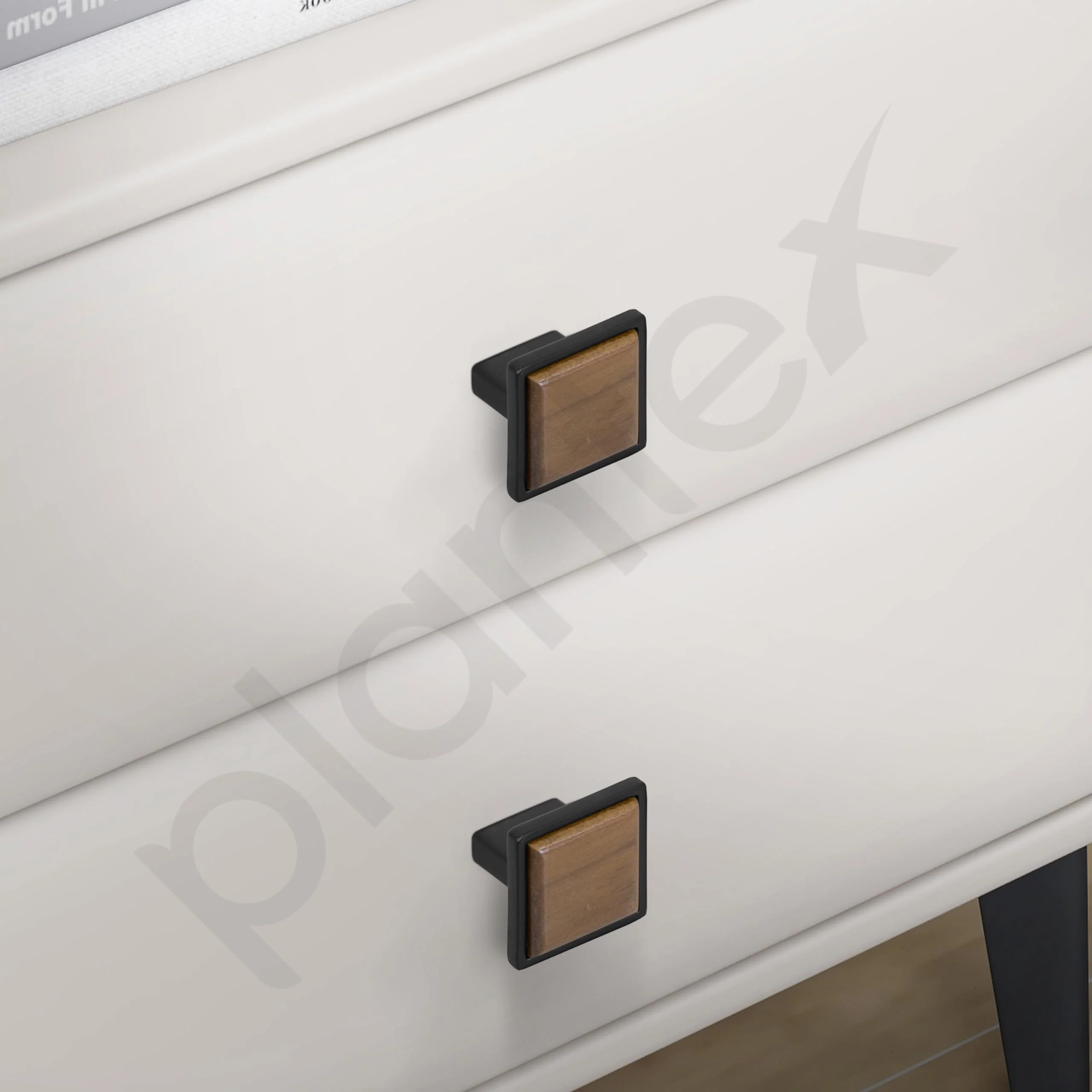 Plantex Square Drawer Knobs/Pull-Push Knob for Drawer/Kitchen/Cabinet/Wardrobe - Pack of 3 (Black & Wood) - Image 7
