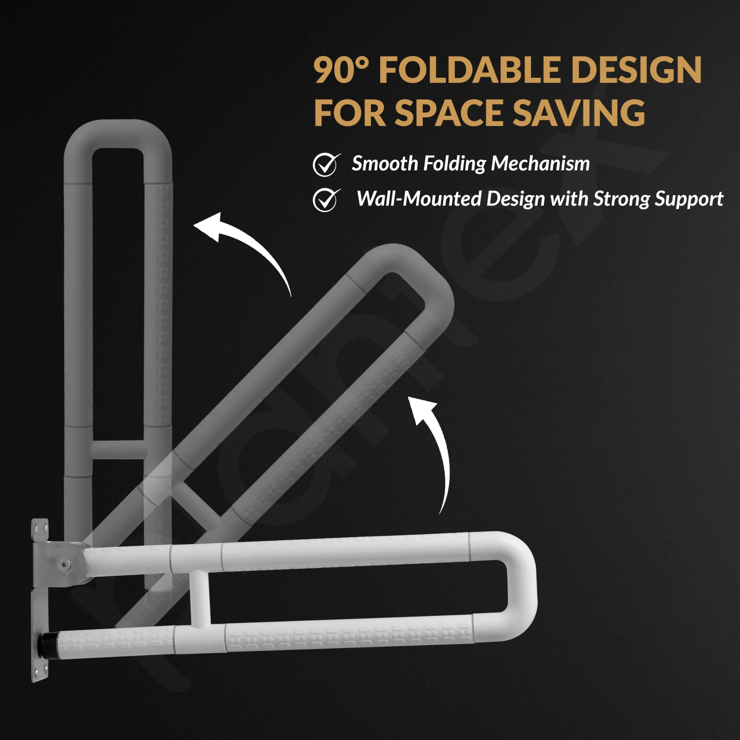 Plantex Stainless Steel 24 Inch U-Shape Handle for Bathroom Support/Space-Saving Safety Bar for Shower/Toilet/Bedside Anti-Slip Shower Grab Bar for Bathroom - (White) - Image 2